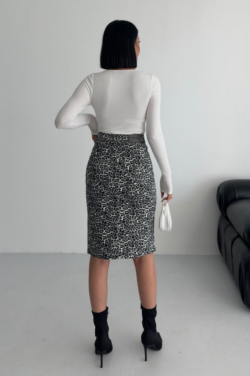 Orta Boy Etek - Siyah Leopar - (36-42-6) - 2