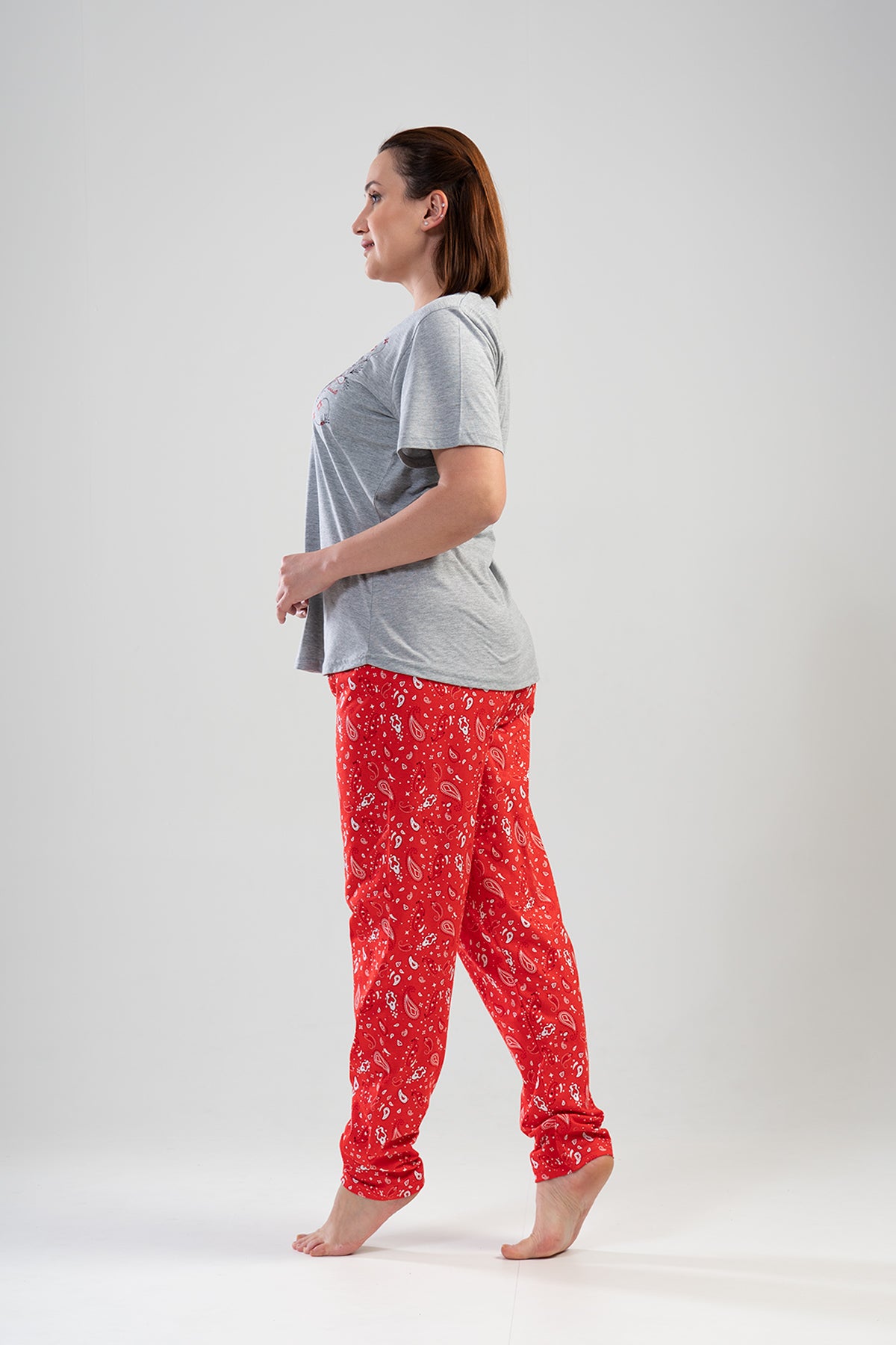 BAYAN P.SUPREM XXL O YAKA KISA KOL ETEGI OVAL PIJAMA TK