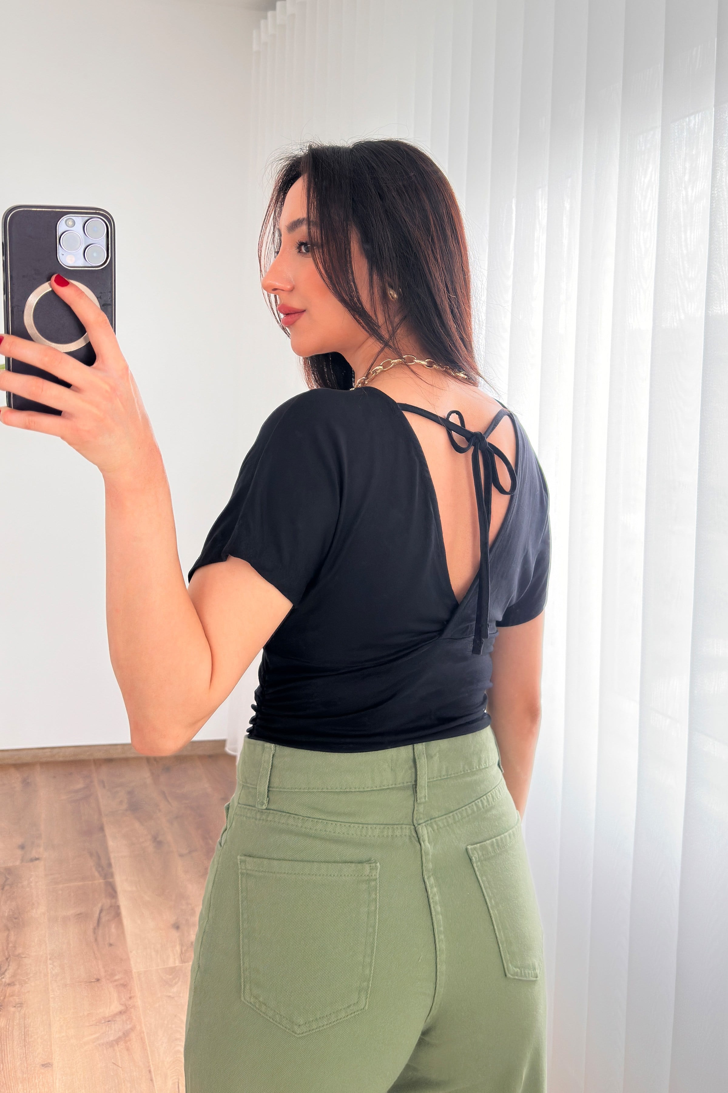 Dantel Detaylı Toptan Siyah Bluz
