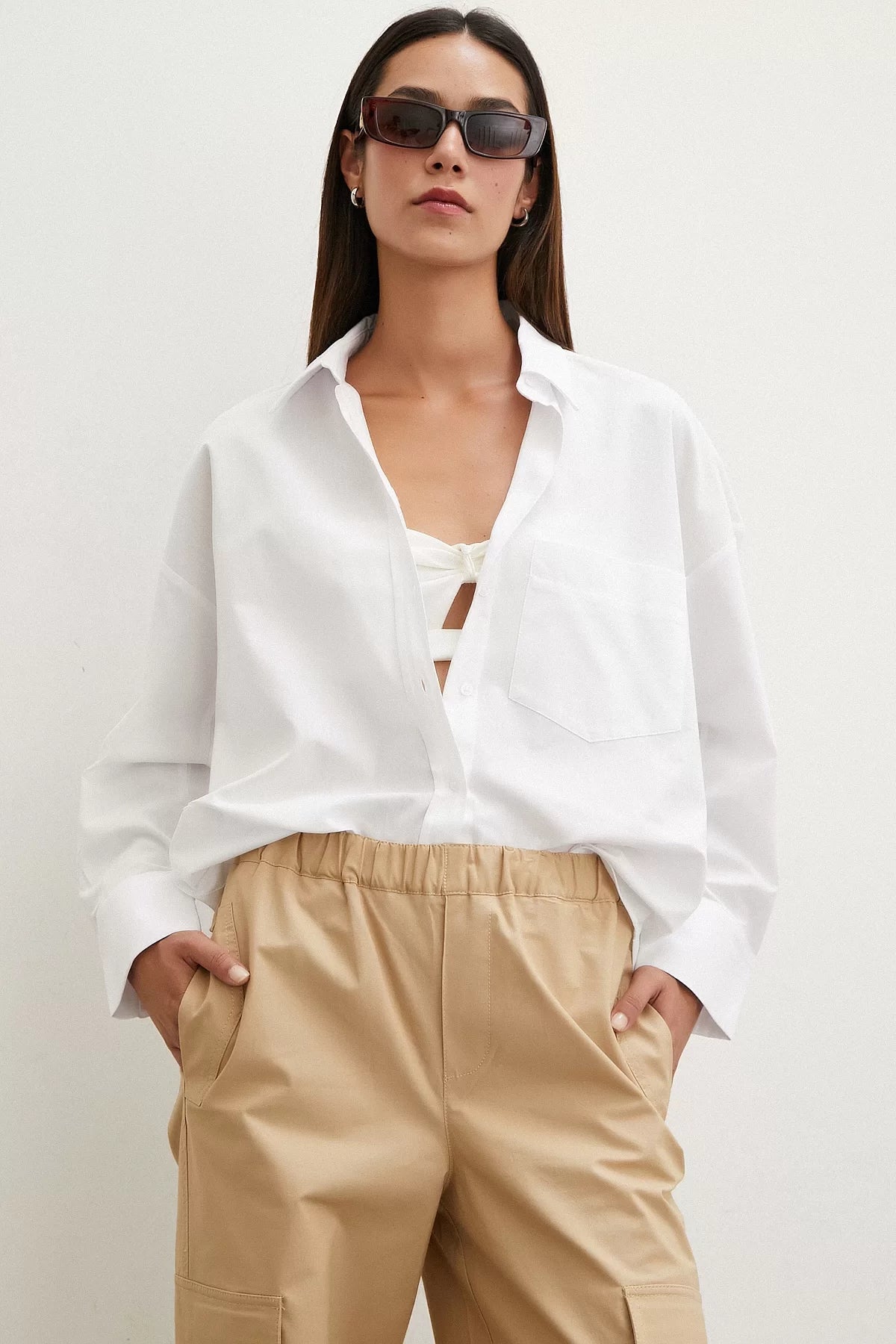 Regular Fit Poplin Gömlek - Beyaz - Beyaz - L