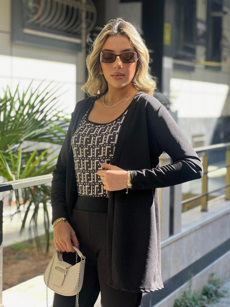 Kadın Uzun Kollu Krep üçlü Takım, 37564