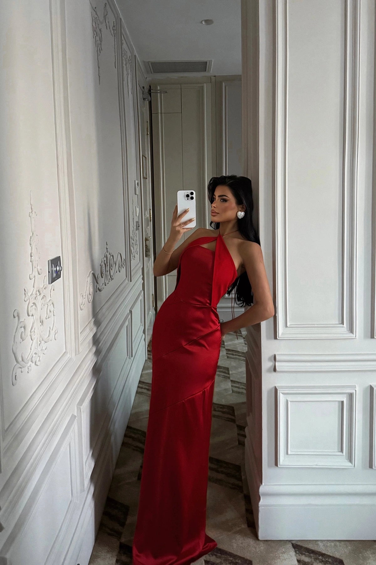Kırmızı Dianeli Bağlamalı Elbise