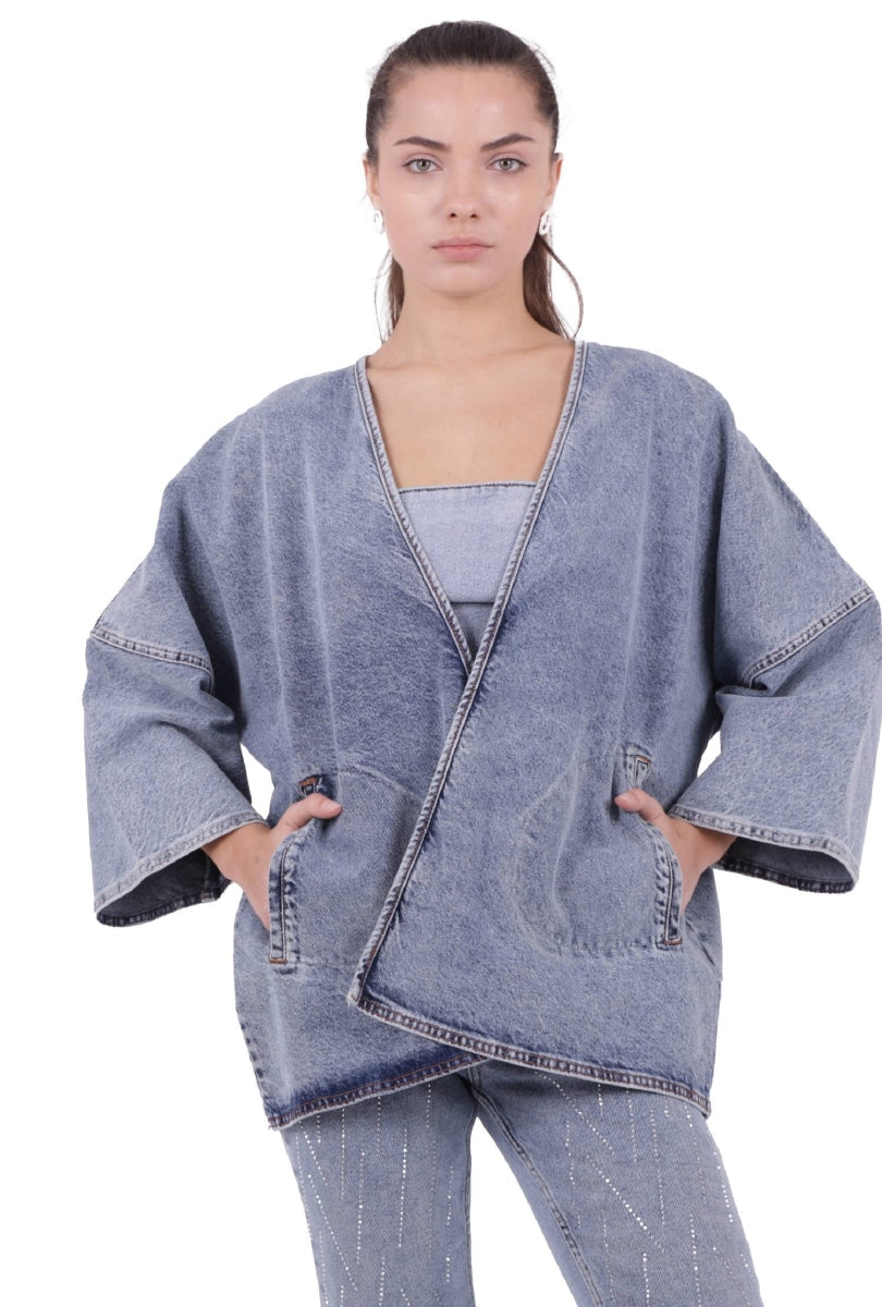 Kot Kimono Kar Yıkama Açık Mavi
