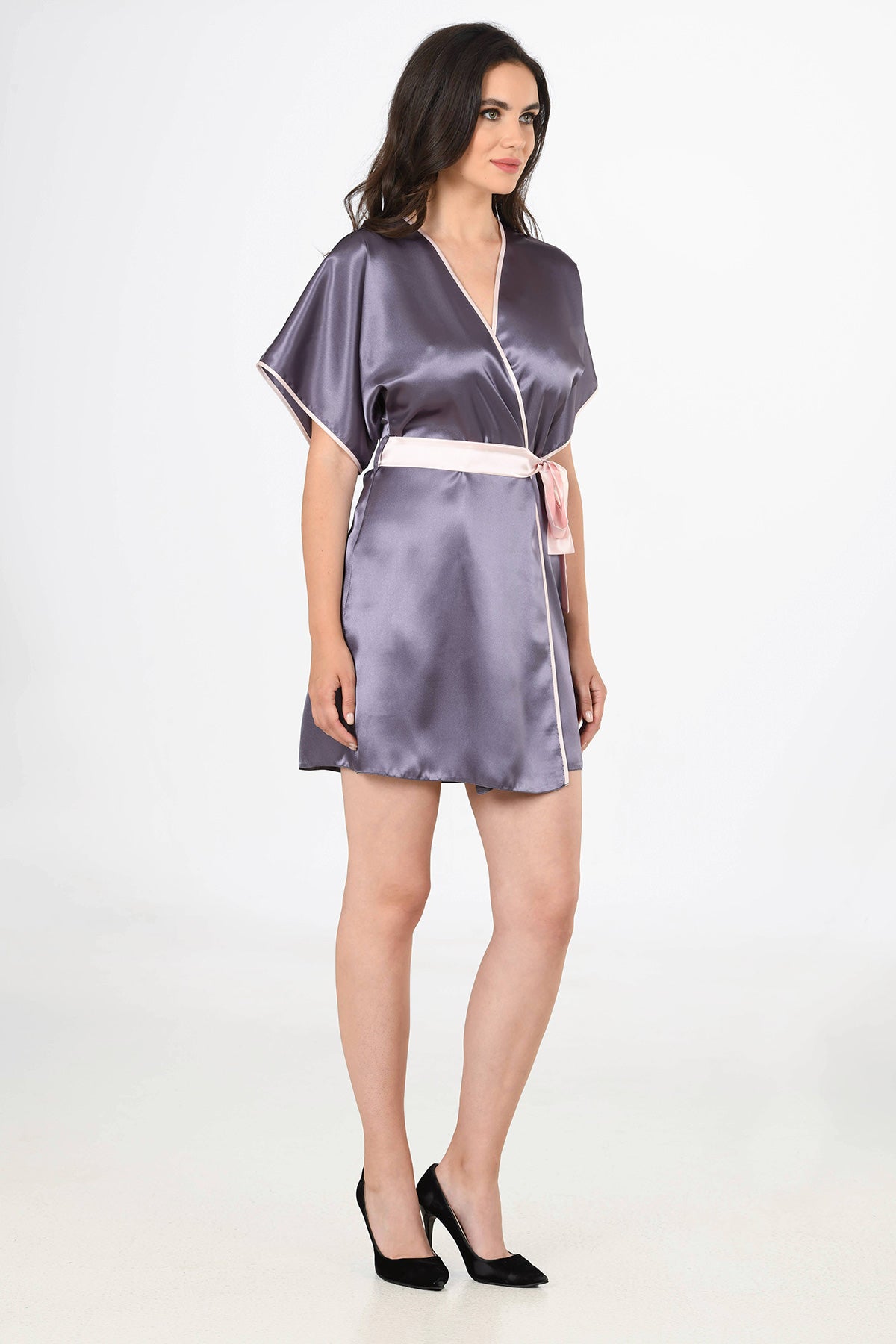 Woman Satin Peony Dressing Gown