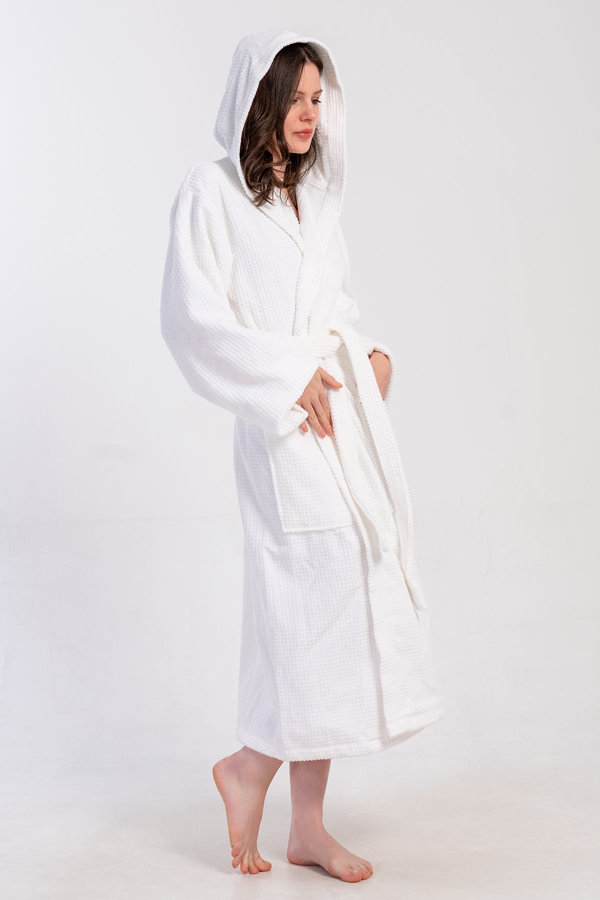 KADIN BUKLE KAPSONLU UZUN KOL UZUN BORNOZ