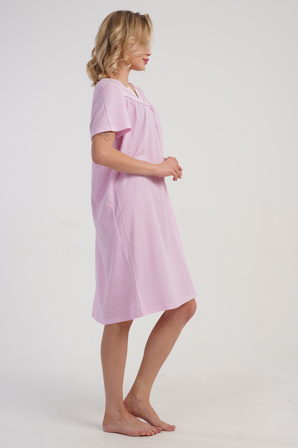 KADIN SUPREM KISA KOL KISA BOY MARAS GECELIK - BABY PINK