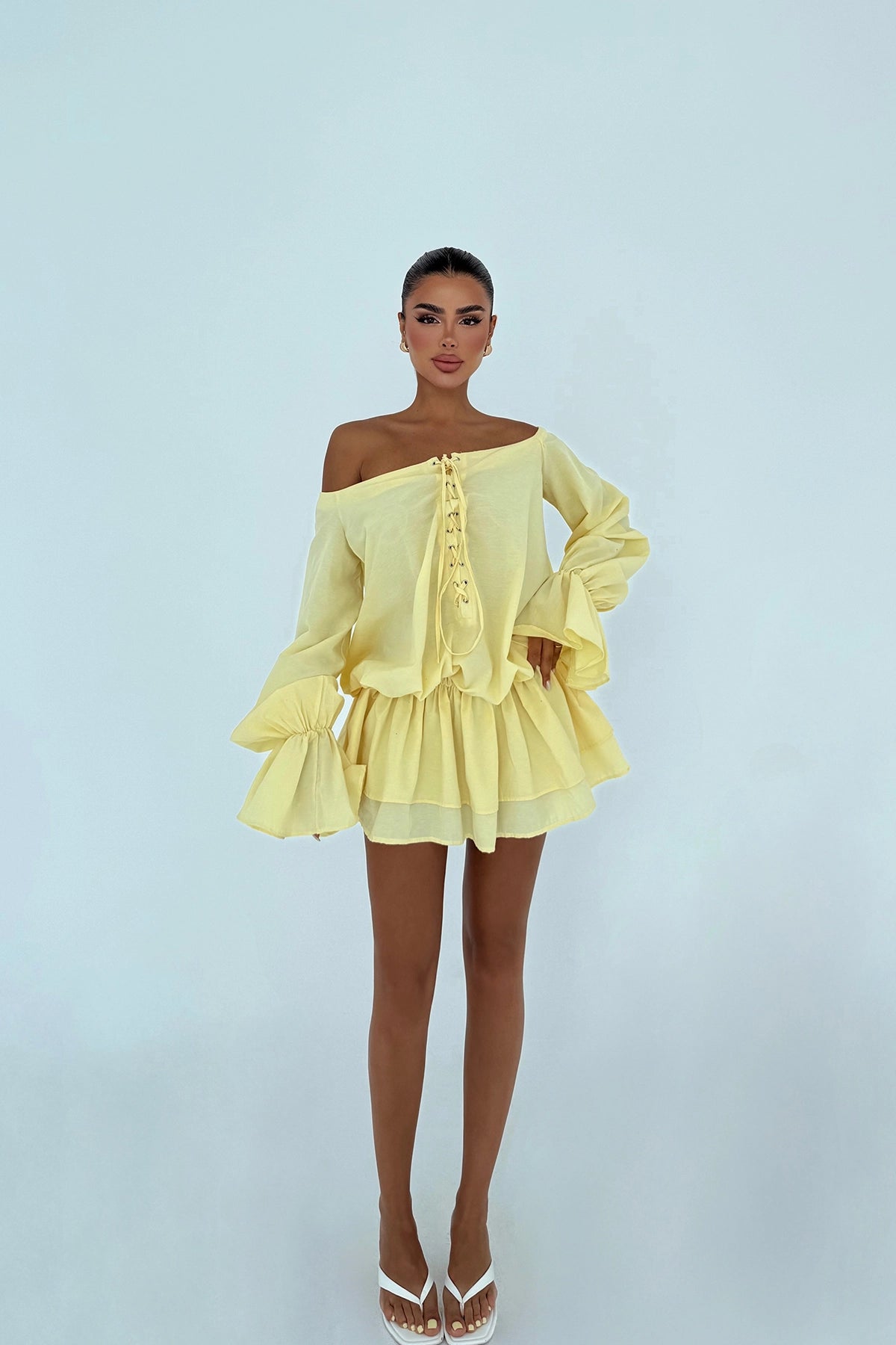 Sarı Darcie Mini Elbise