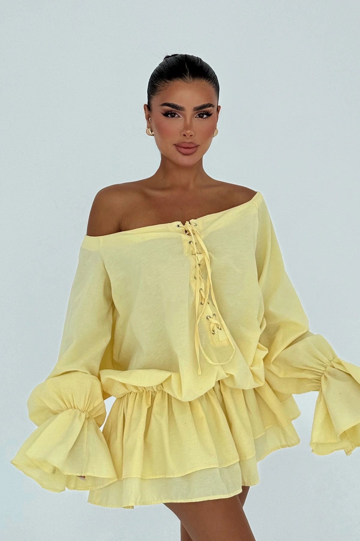 Sarı Darcie Mini Elbise