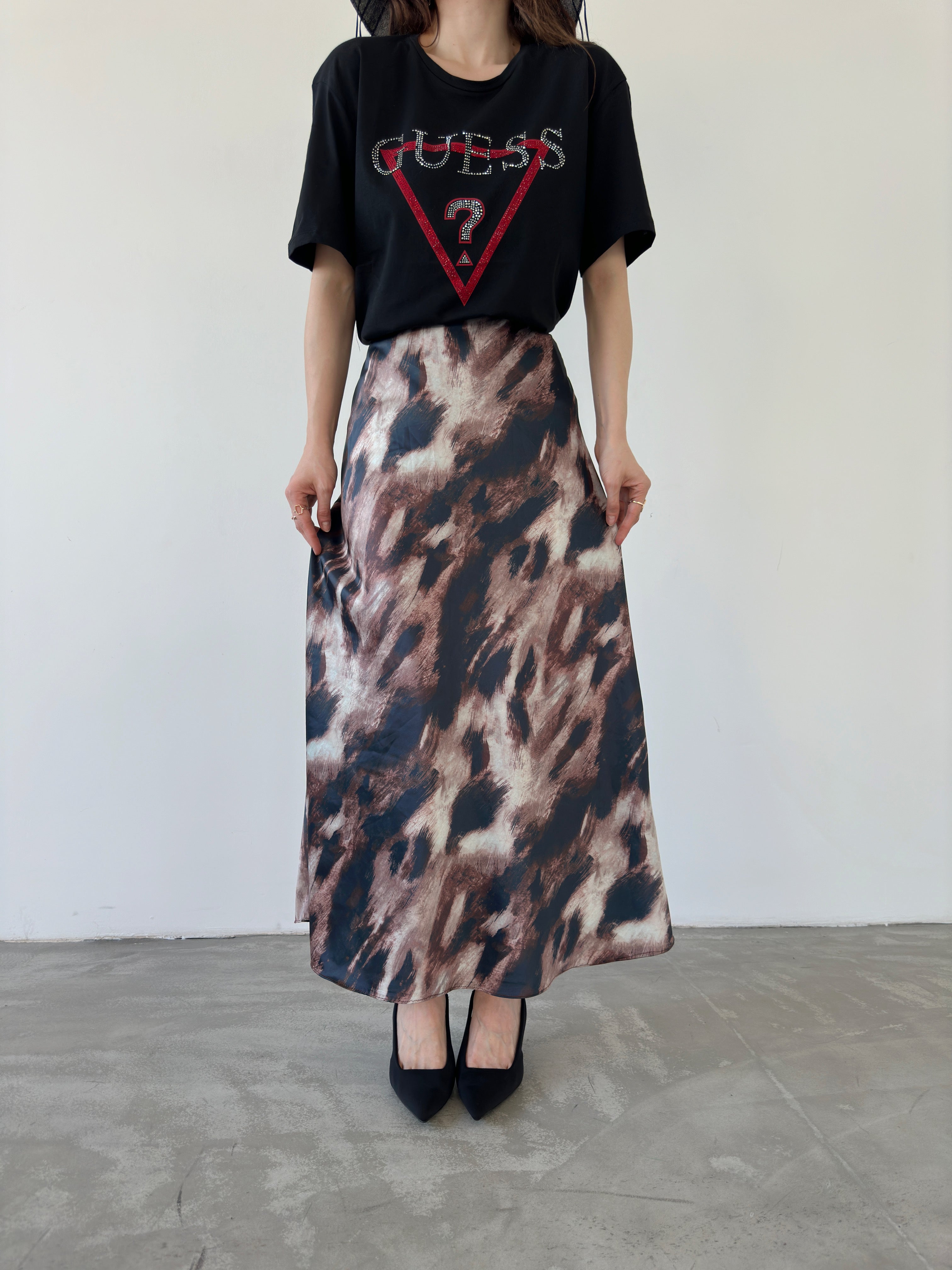 Maxi Length Satin Skirt
