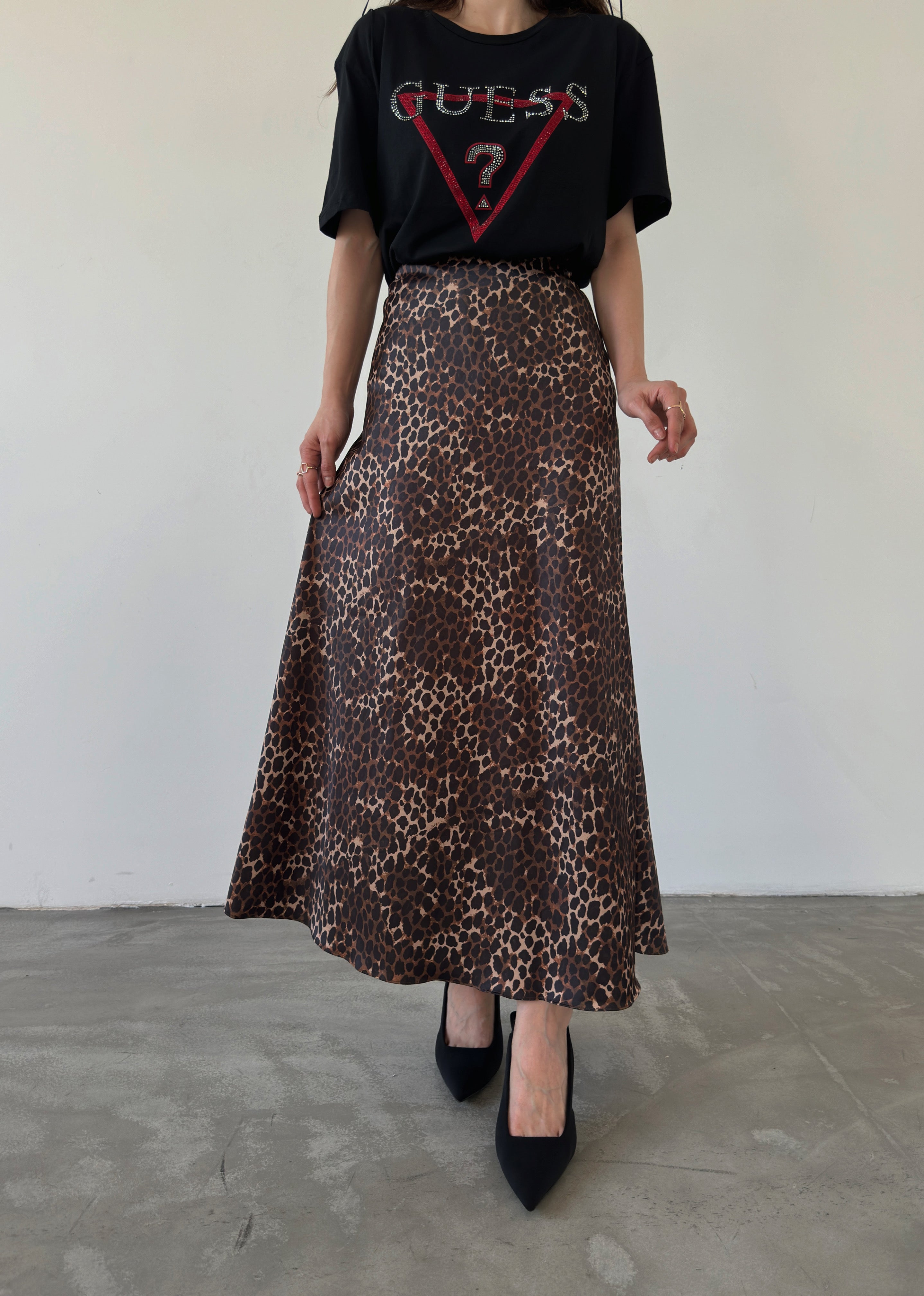 Maxi Length Satin Skirt