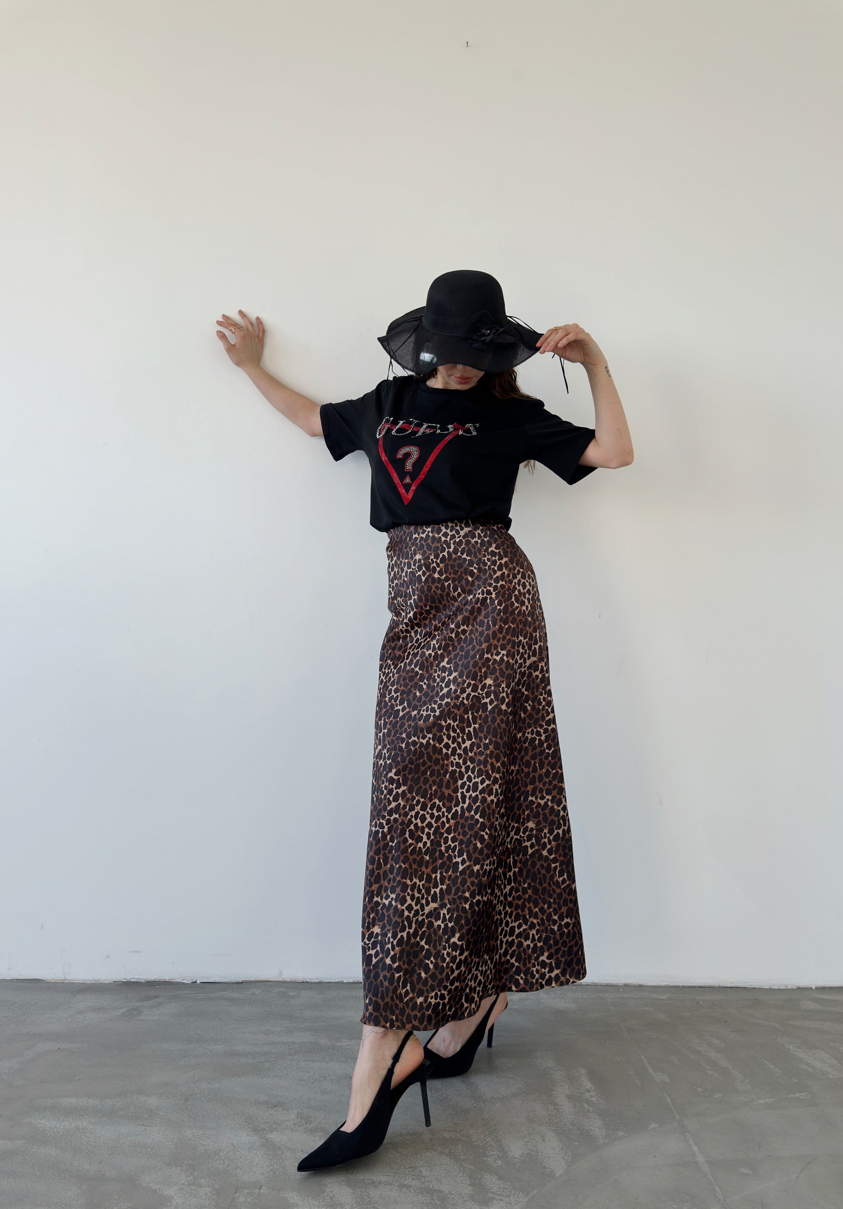 Maxi Length Satin Skirt