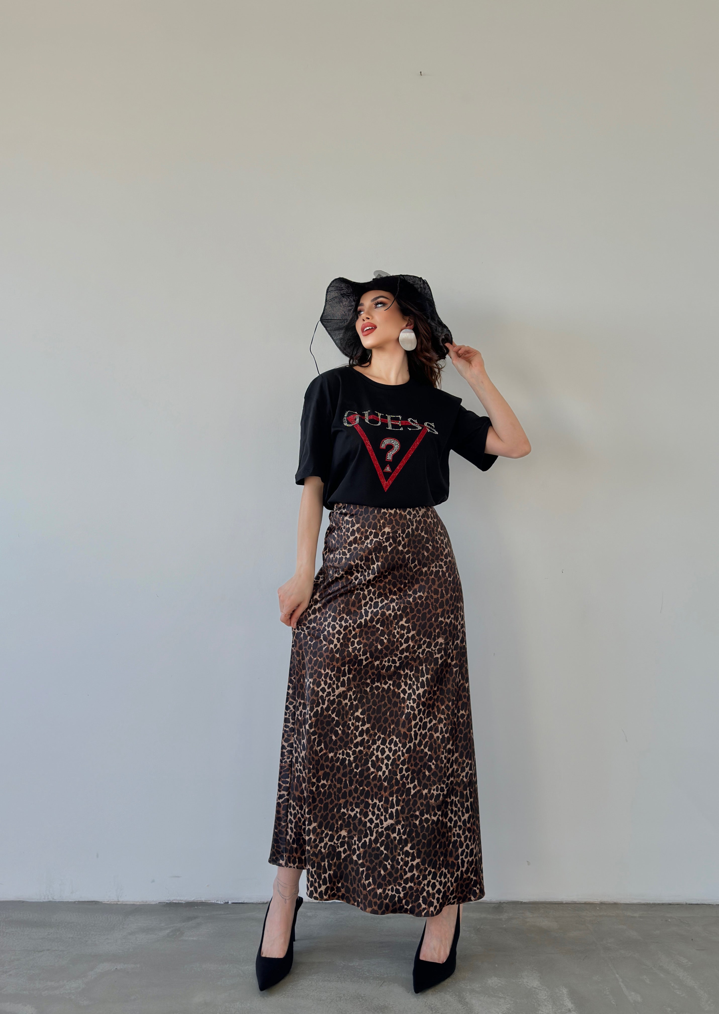 Maxi Length Satin Skirt
