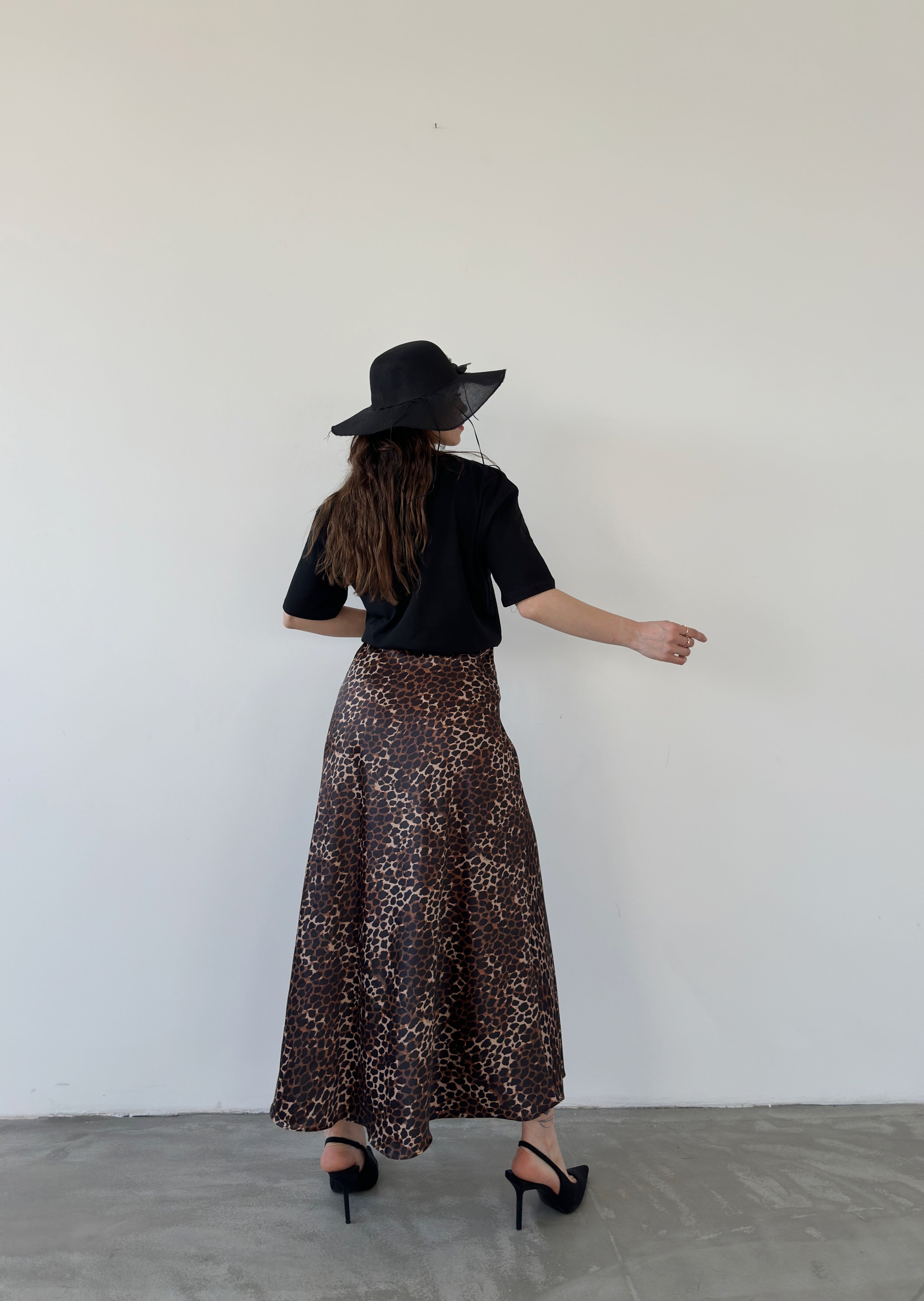 Maxi Length Satin Skirt