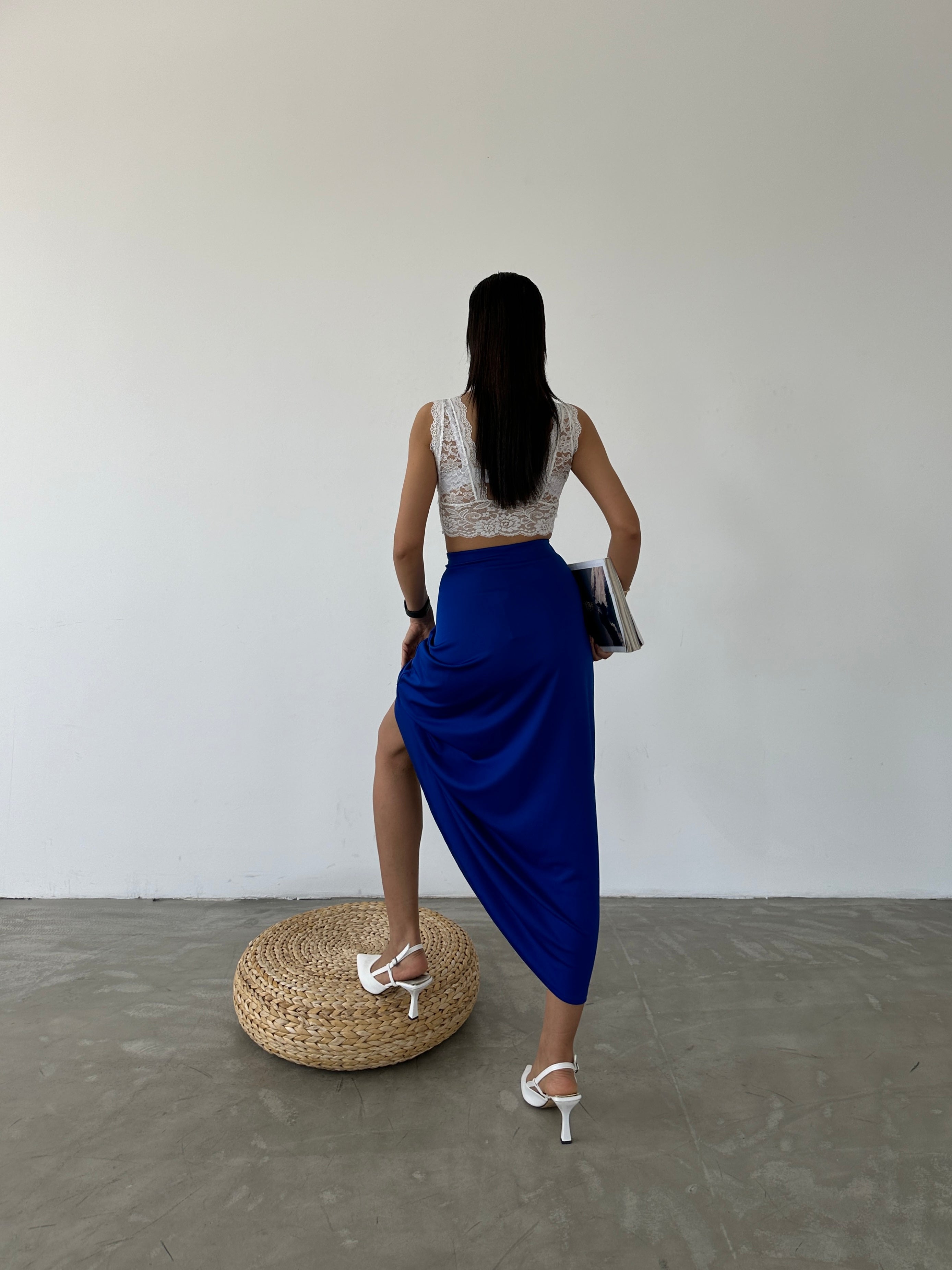 Elastic Waist Scuba Flared Skirt