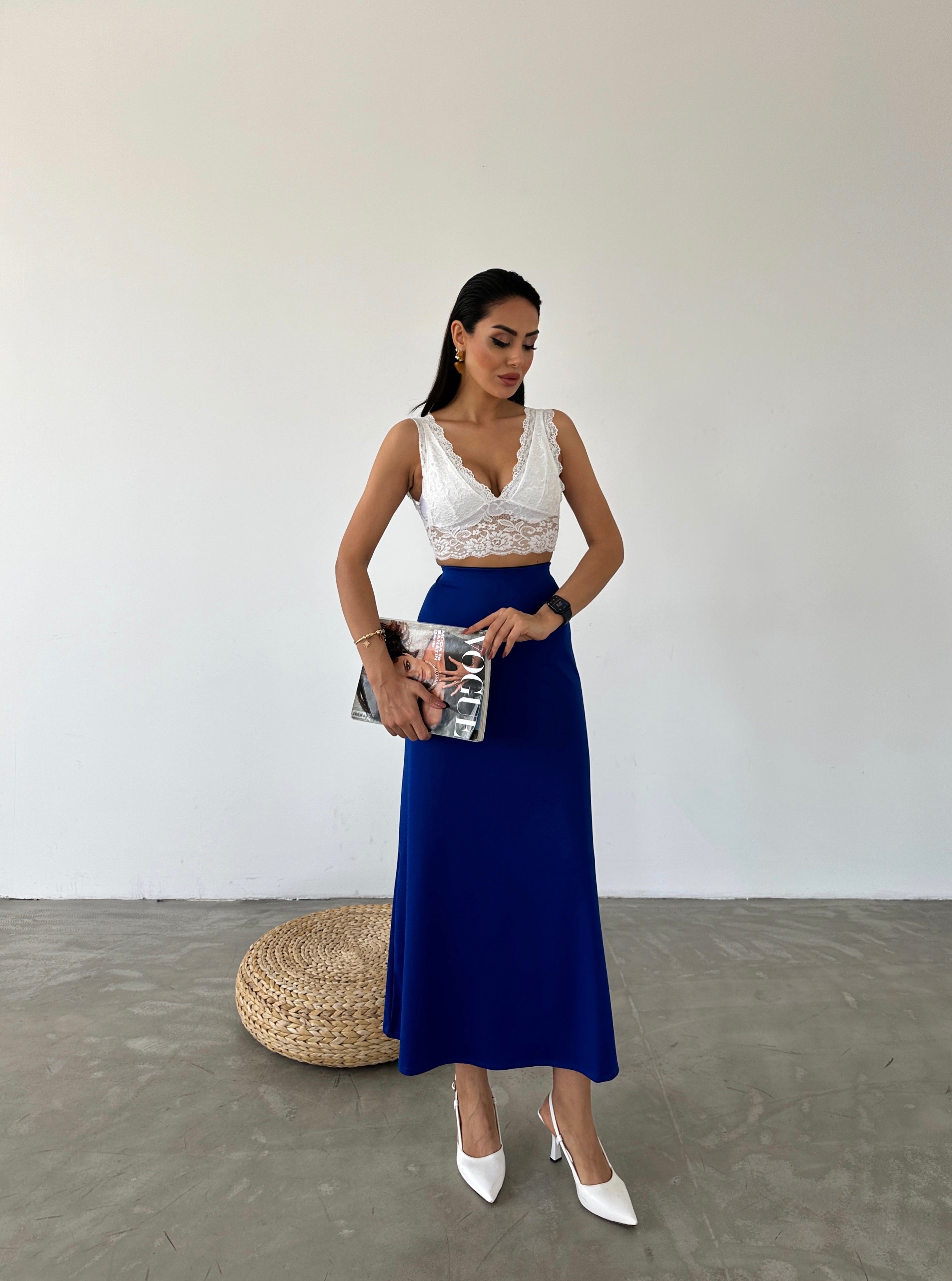 Elastic Waist Scuba Flared Skirt