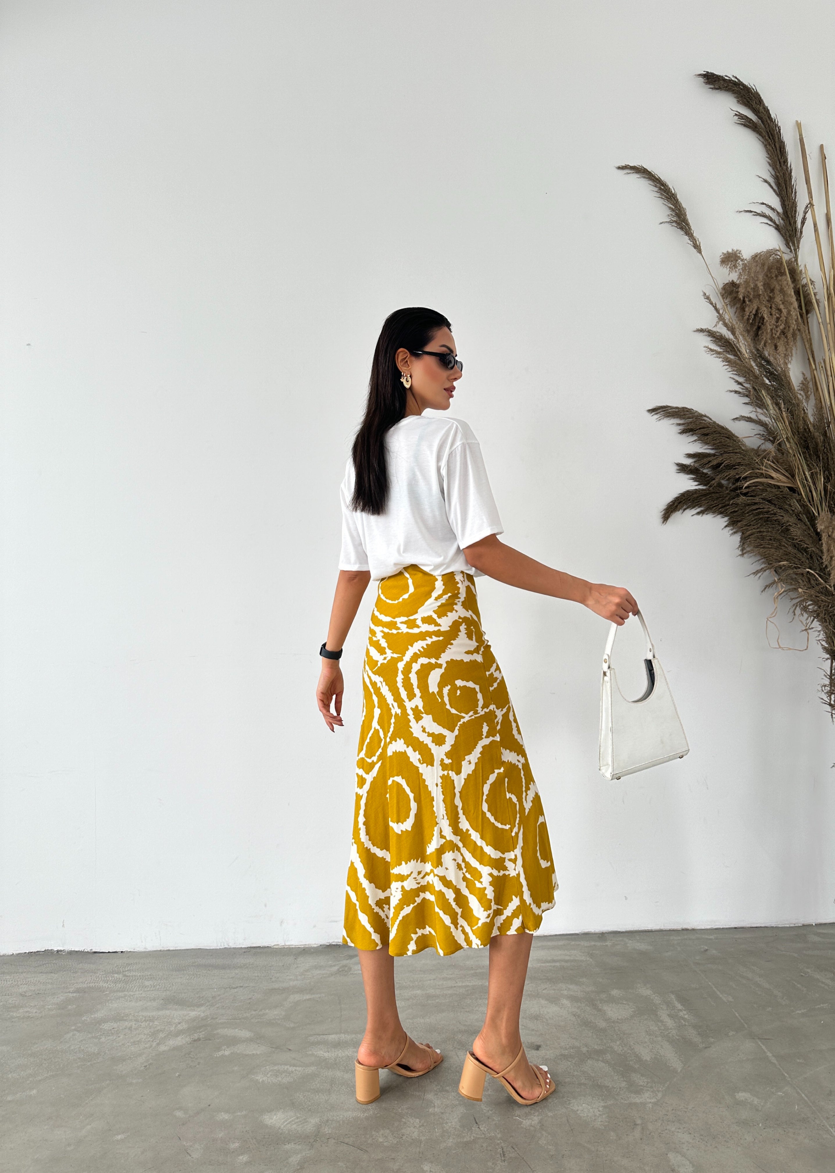 Elastic Waist Ethnic Patterned Skirt