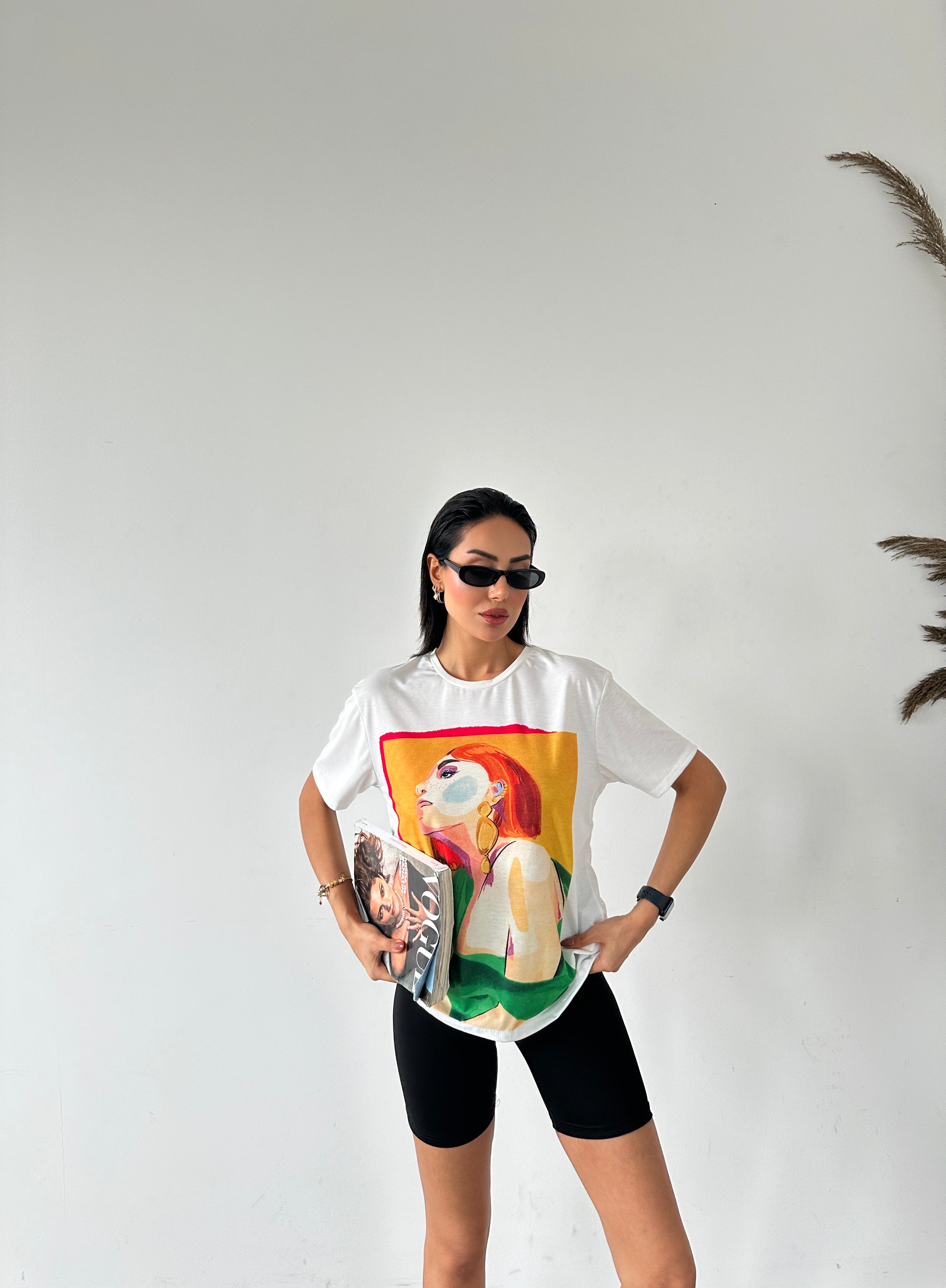 Kız Kontrast Baskılı T-shirt