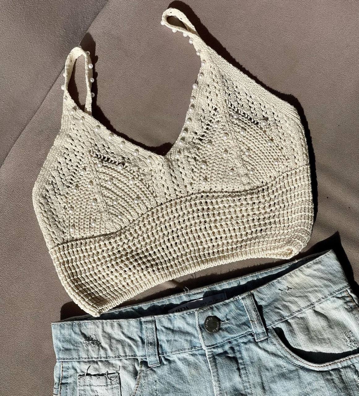 İncili Triko Crop