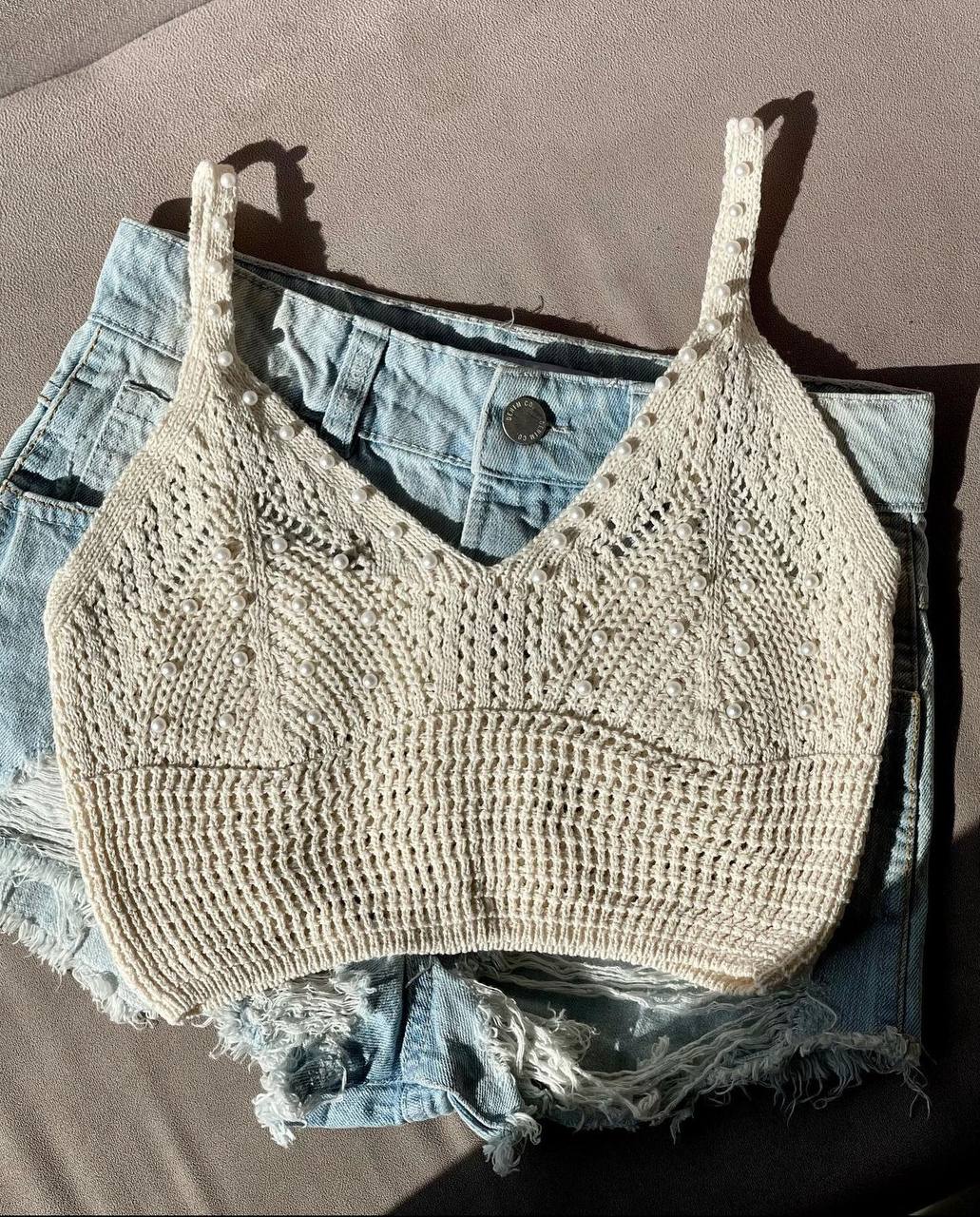 İncili Triko Crop