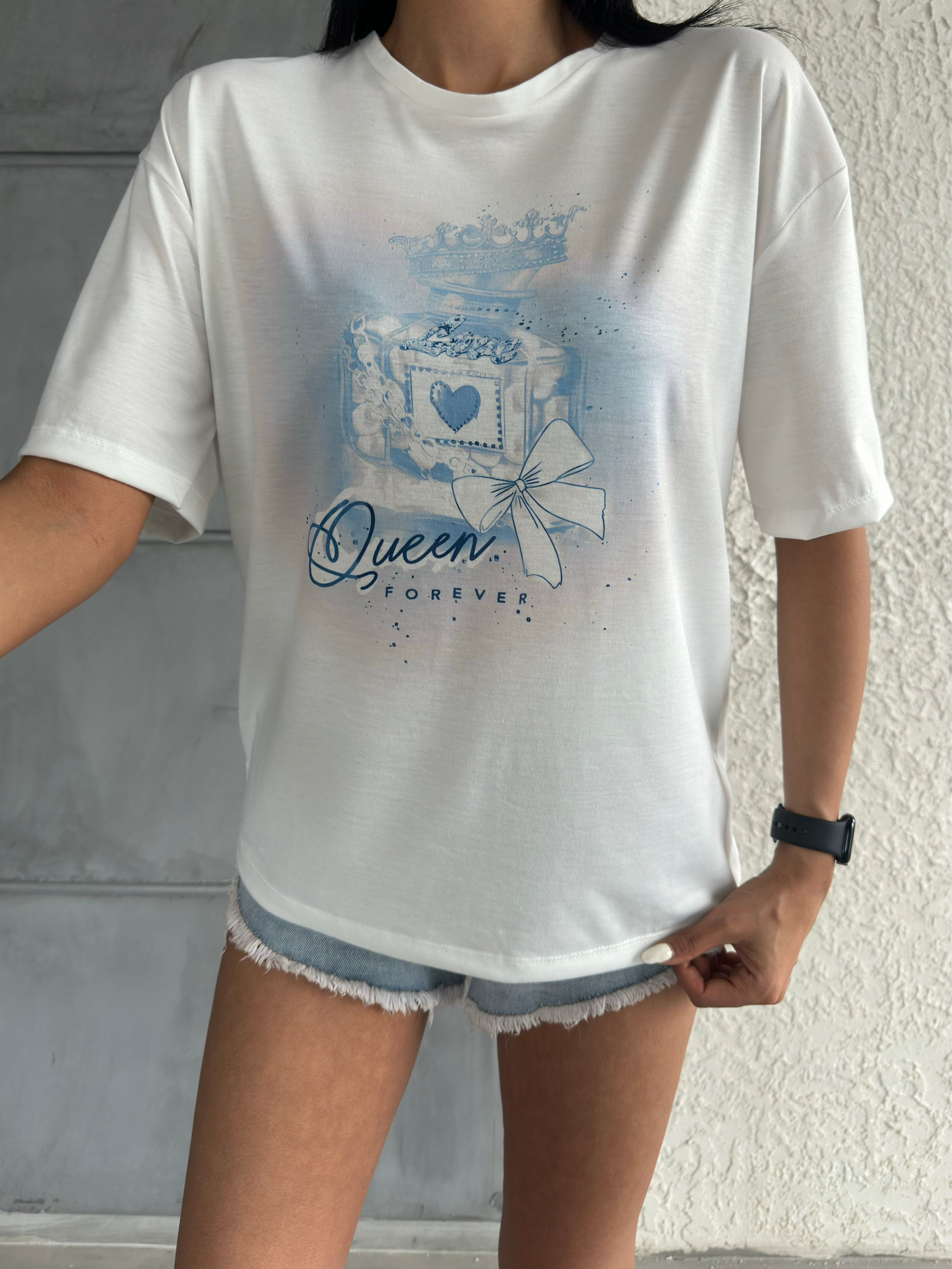 Queen Baskılı Basic T-shirt