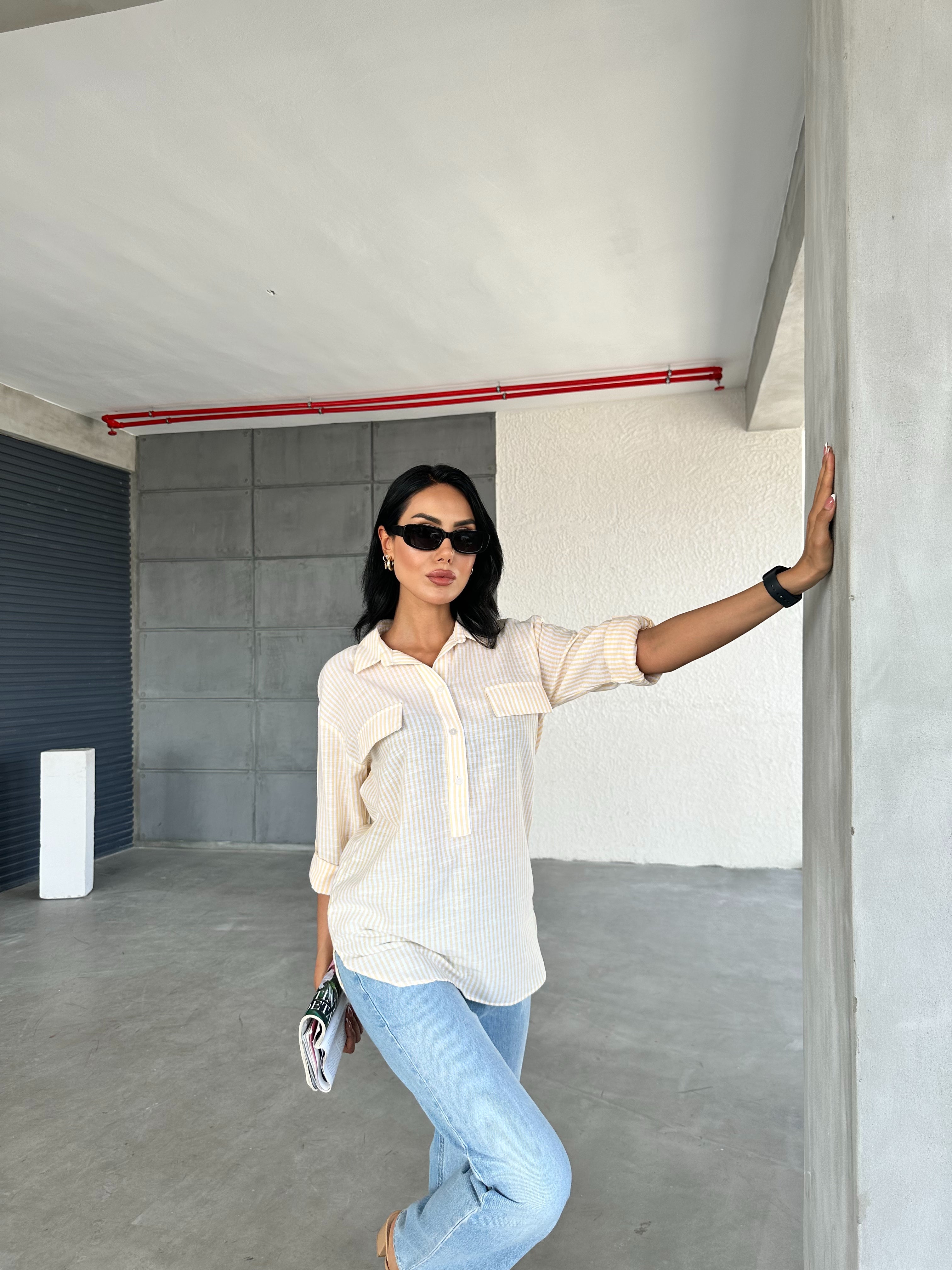 Striped Flap Pocket Summer Shirt