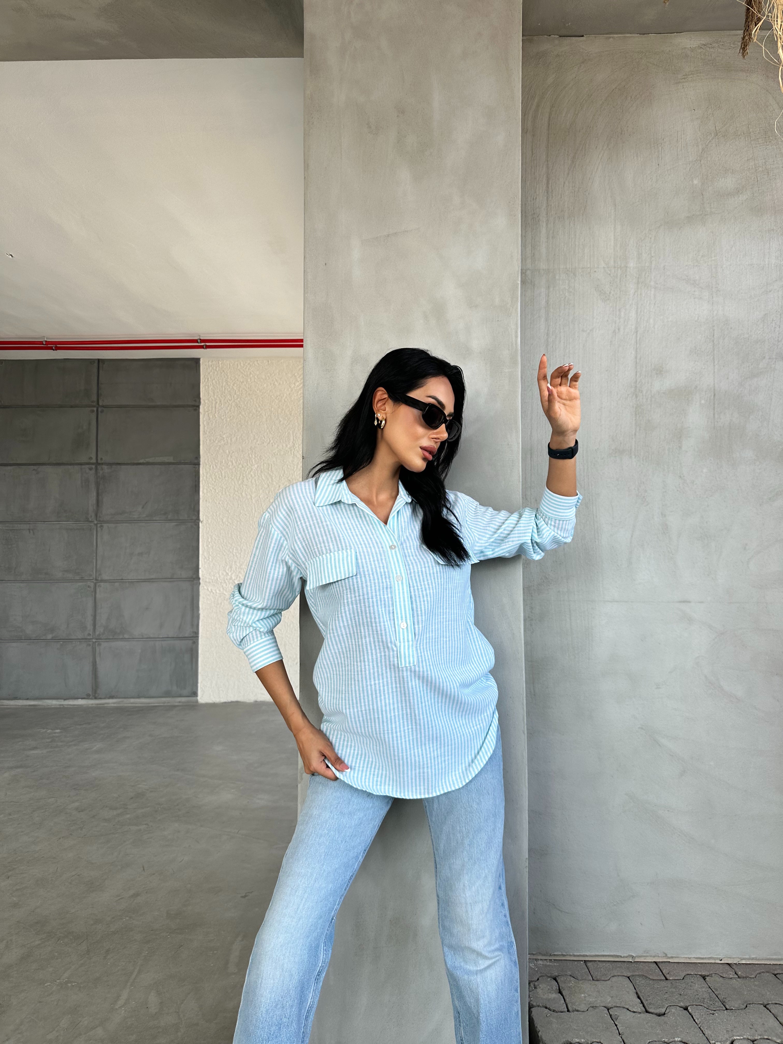 Striped Flap Pocket Summer Shirt