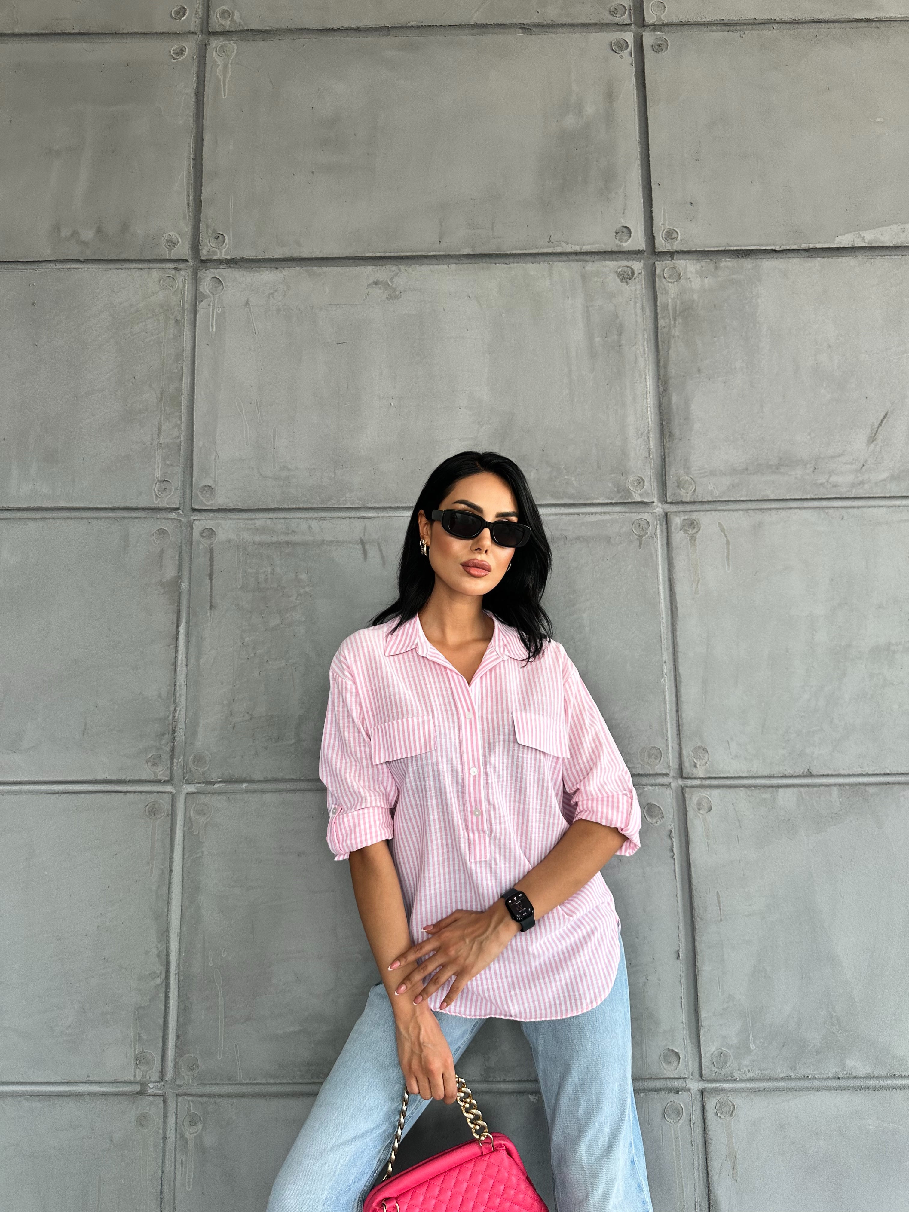 Striped Flap Pocket Summer Shirt