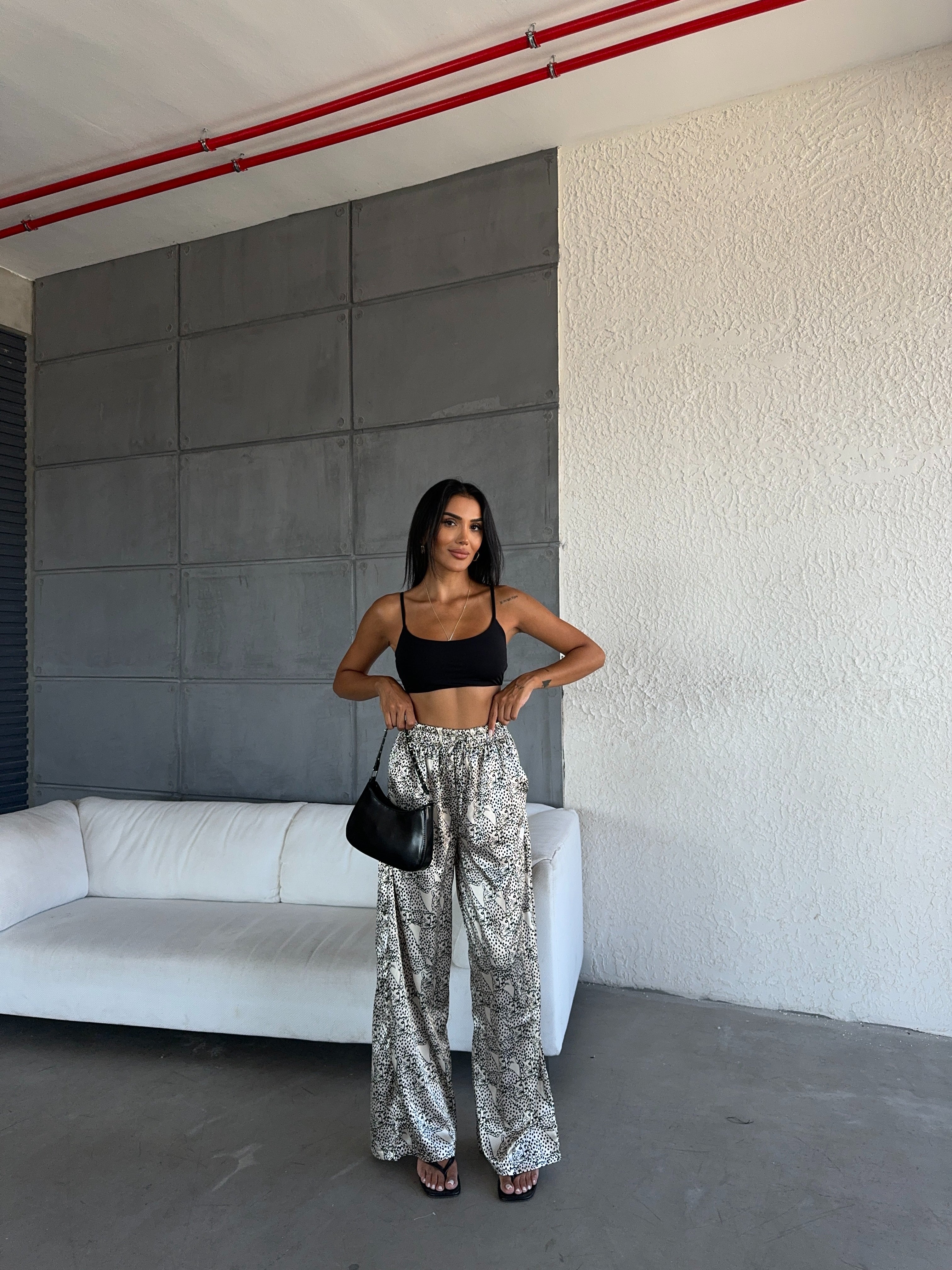 Beli Lastikli Saten Pantolon