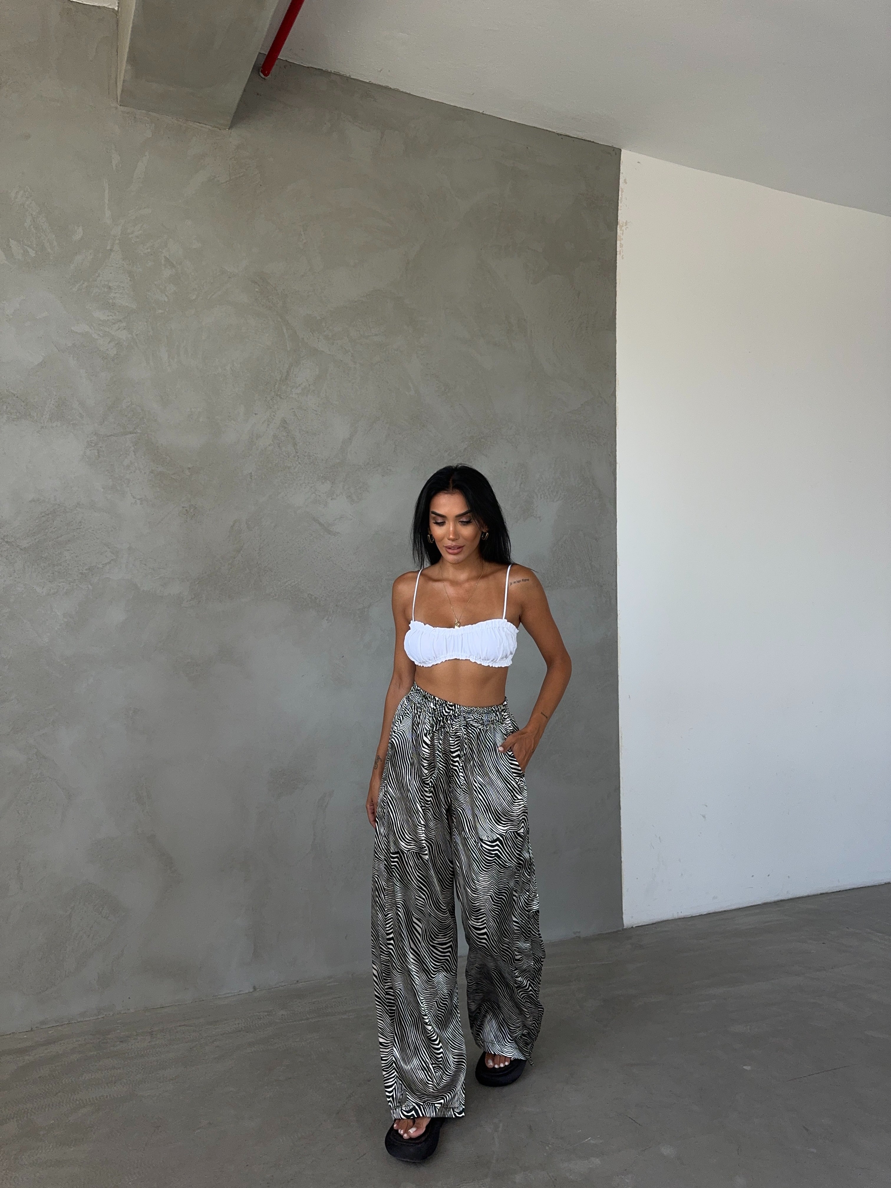 Elastic Waist Satin Trousers