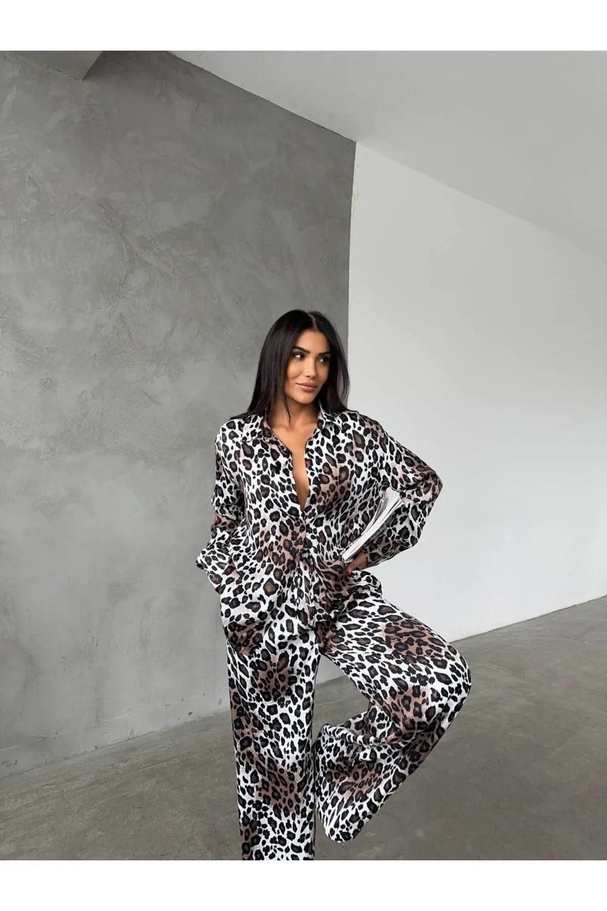 Leopard Print Satin Shirt