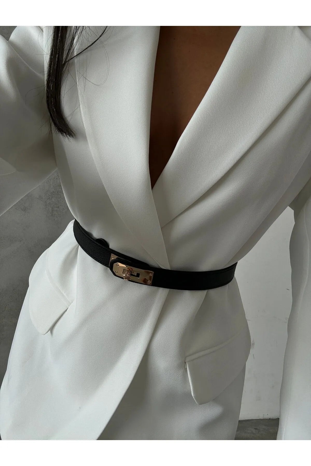 Women's Thin Elastic Belt with Lock Buckle