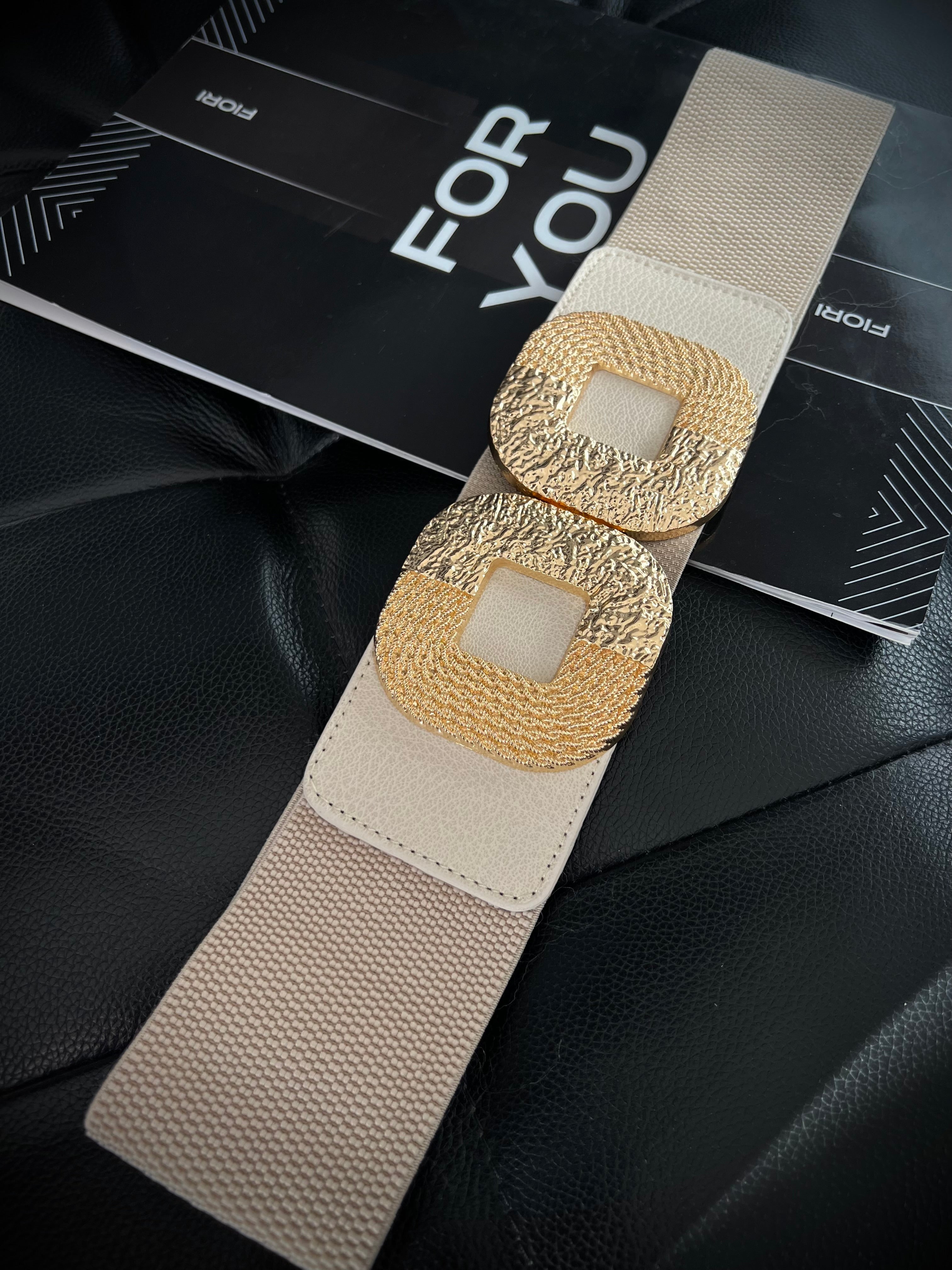 Gold Buckle Elastic Women's Belt