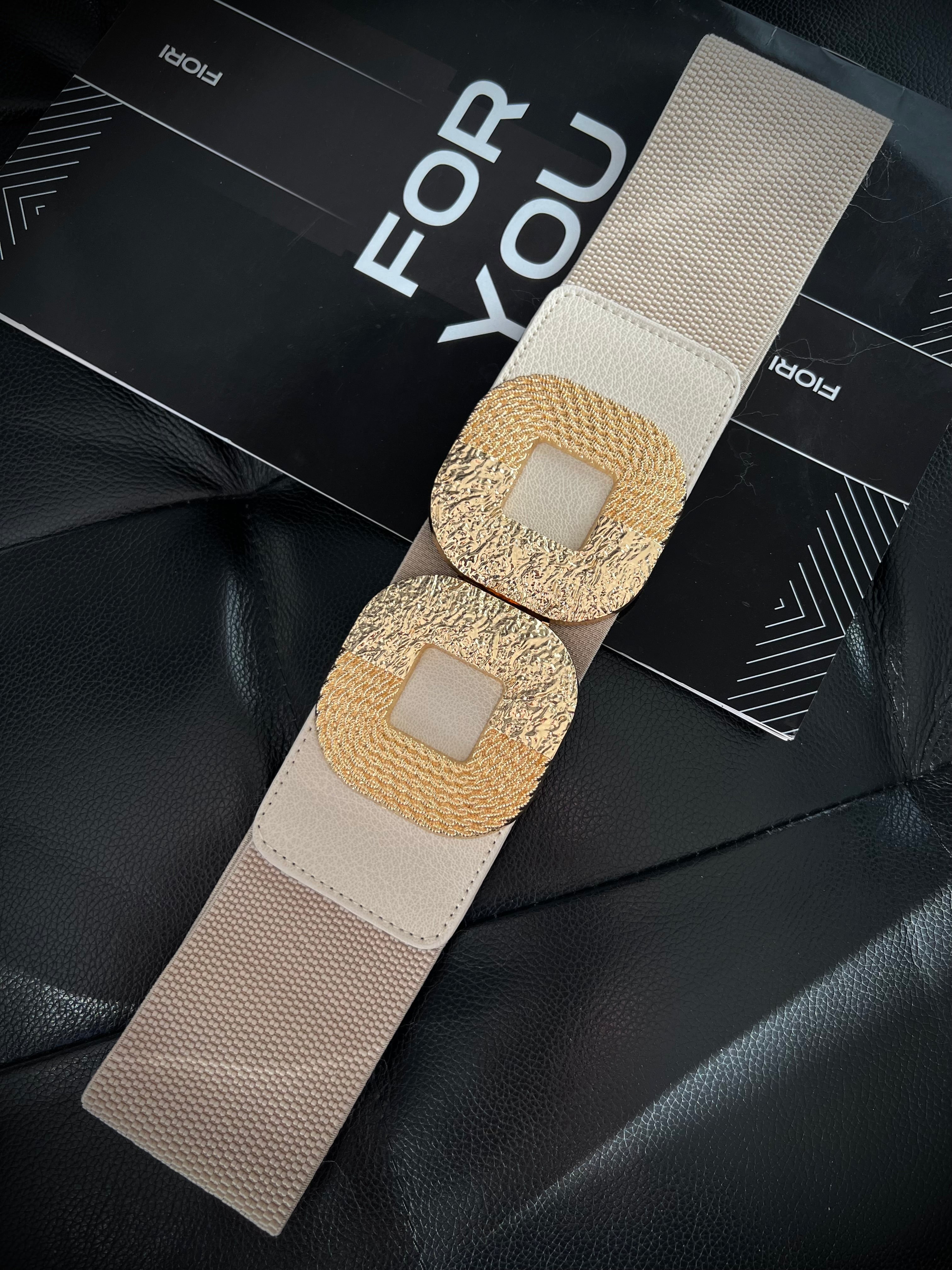 Gold Buckle Elastic Women's Belt