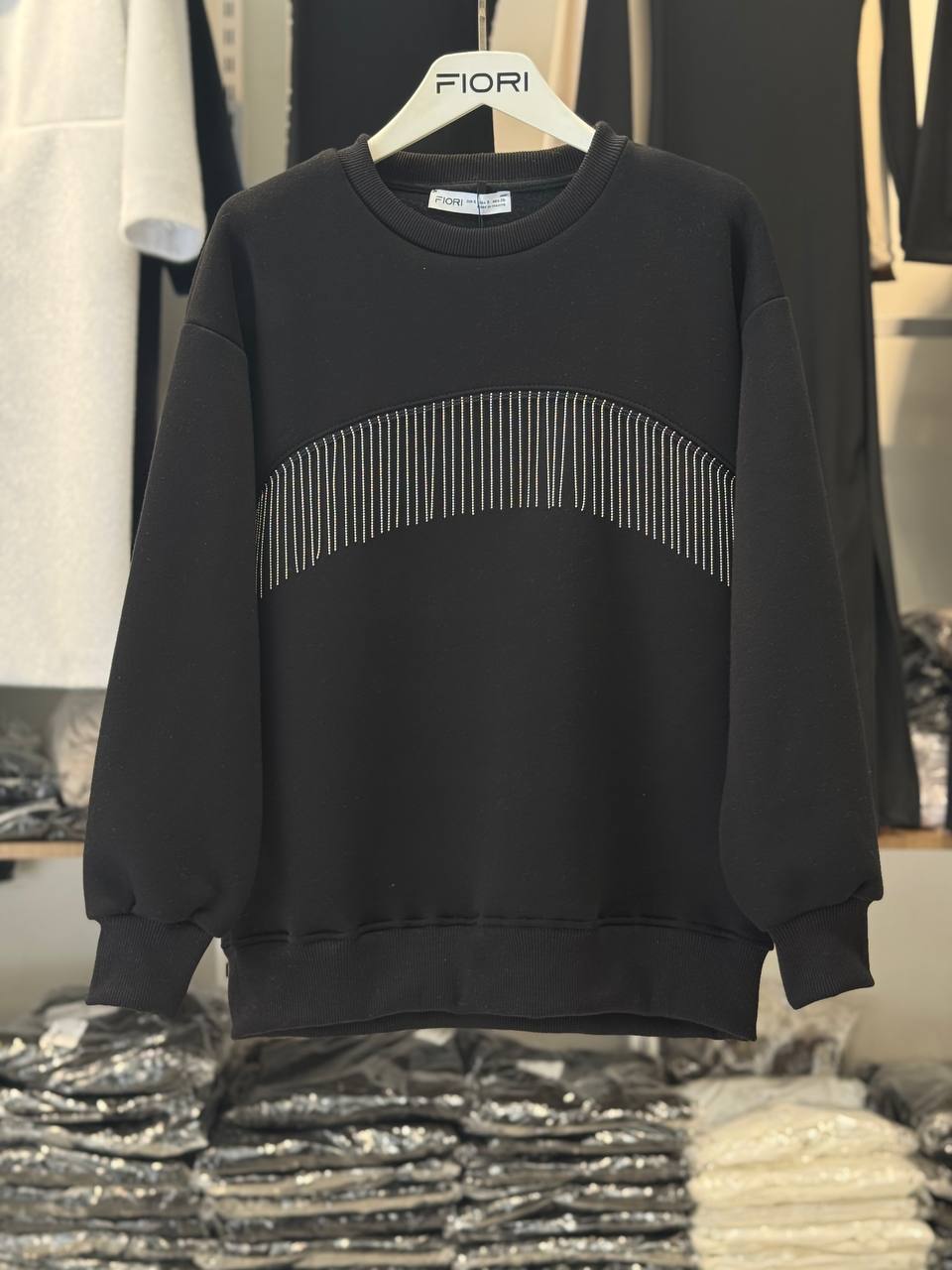Sarkıtma Taşlı İçi Şardonlu Sweatshirt