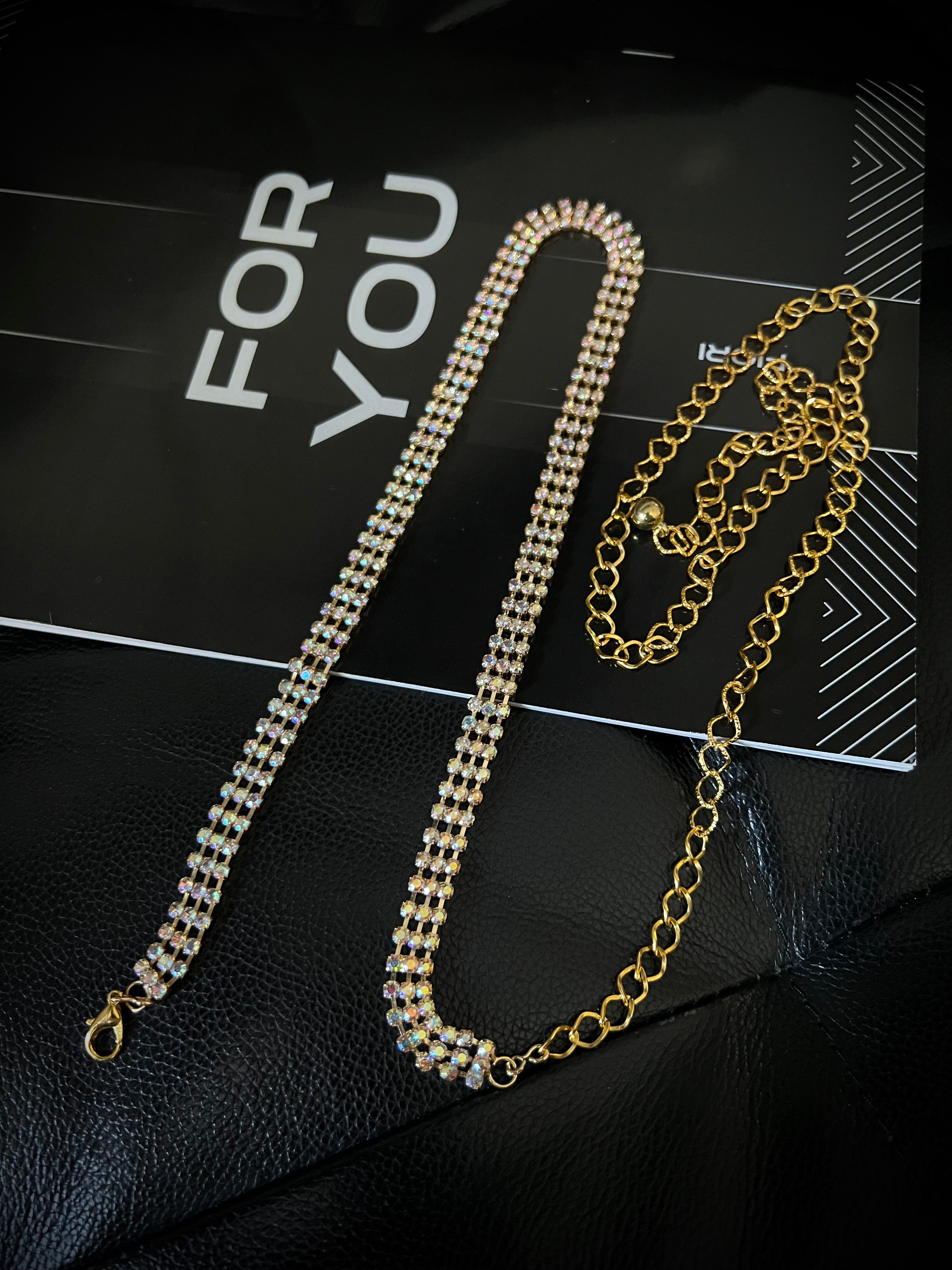 Kadın Gold Taşlı Zincir Kemer