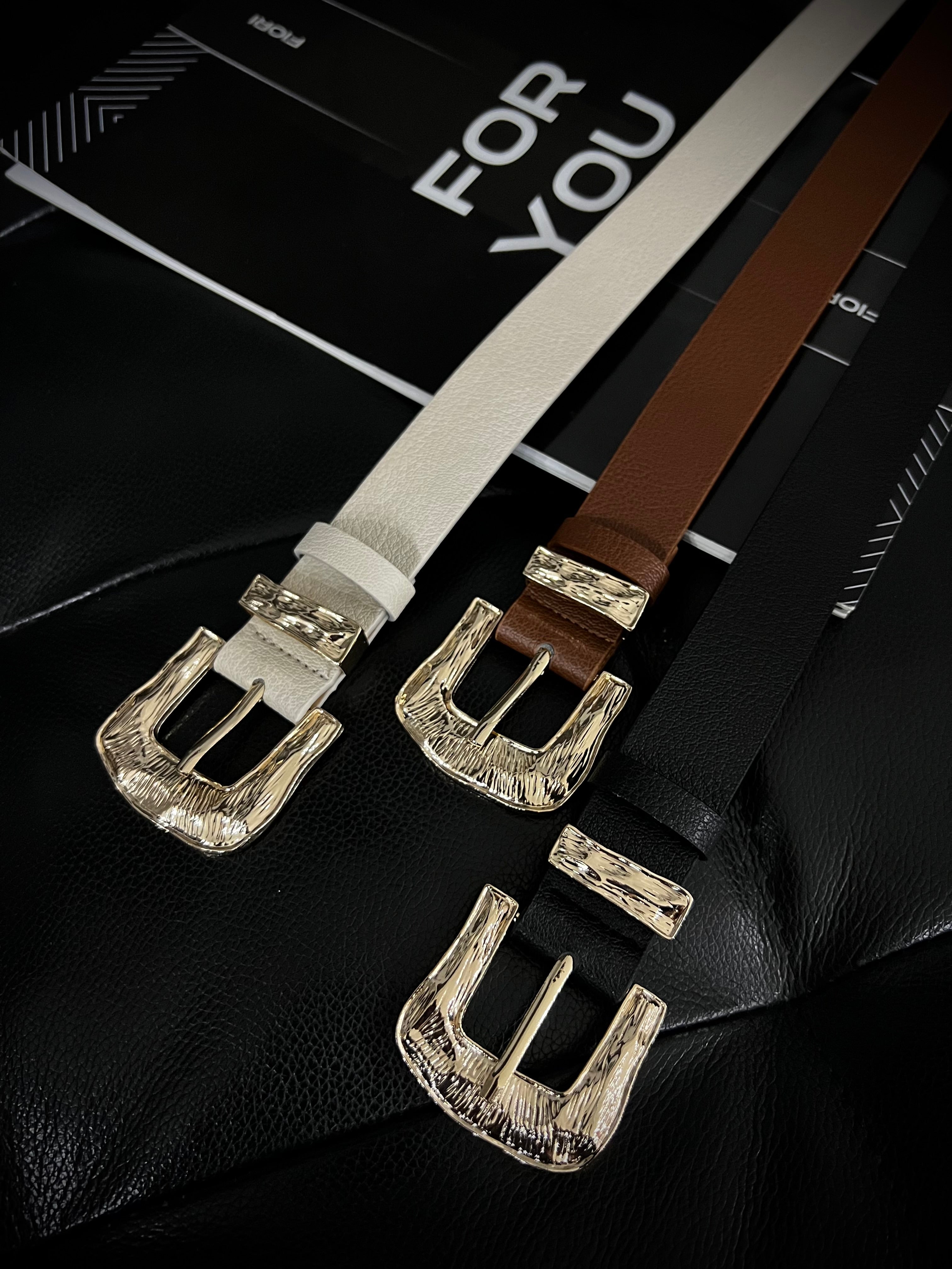 Fiori Gold Buckle Gold Cross Women's Belt