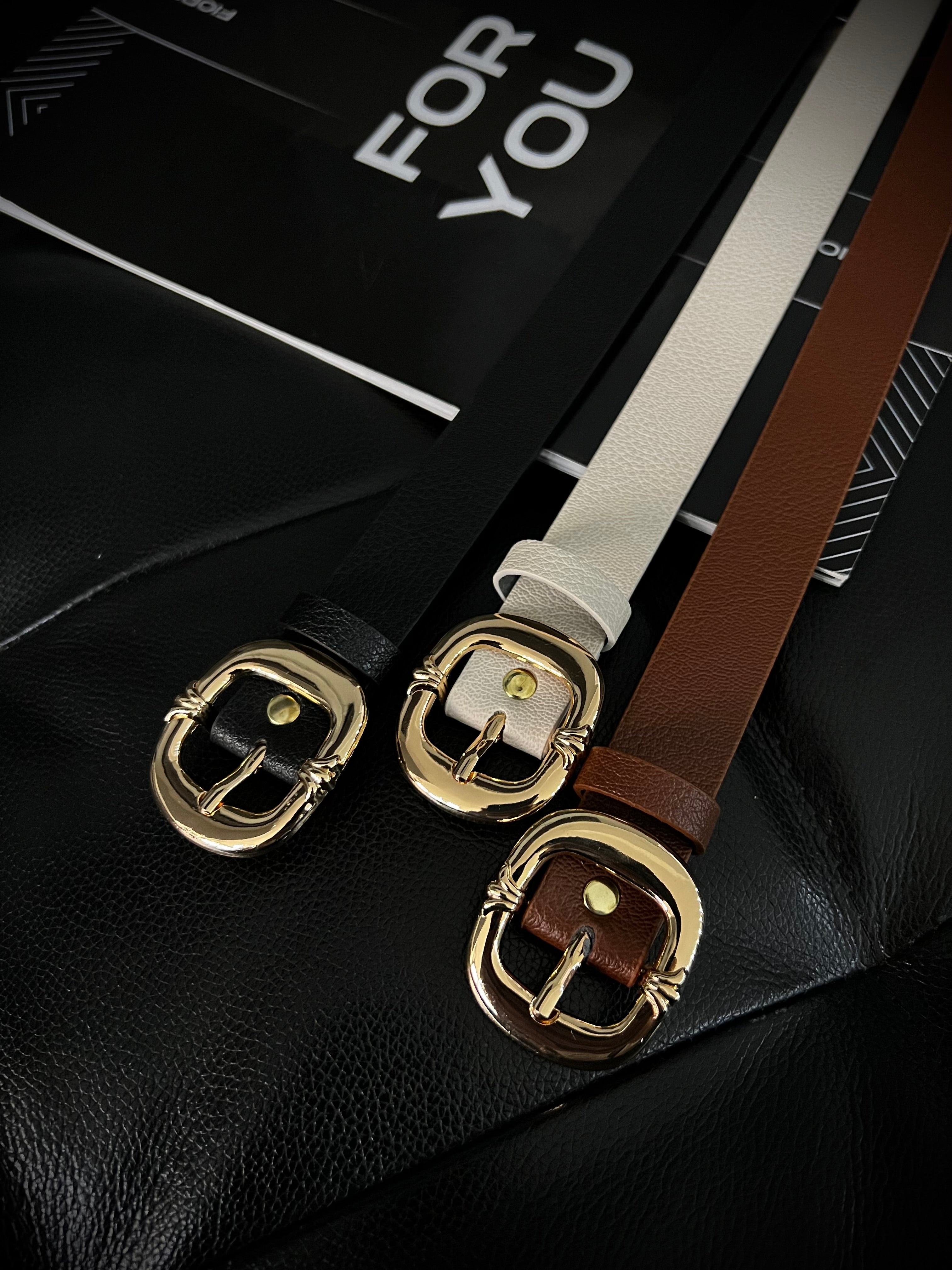 Oval Gold Buckle Women's Belt