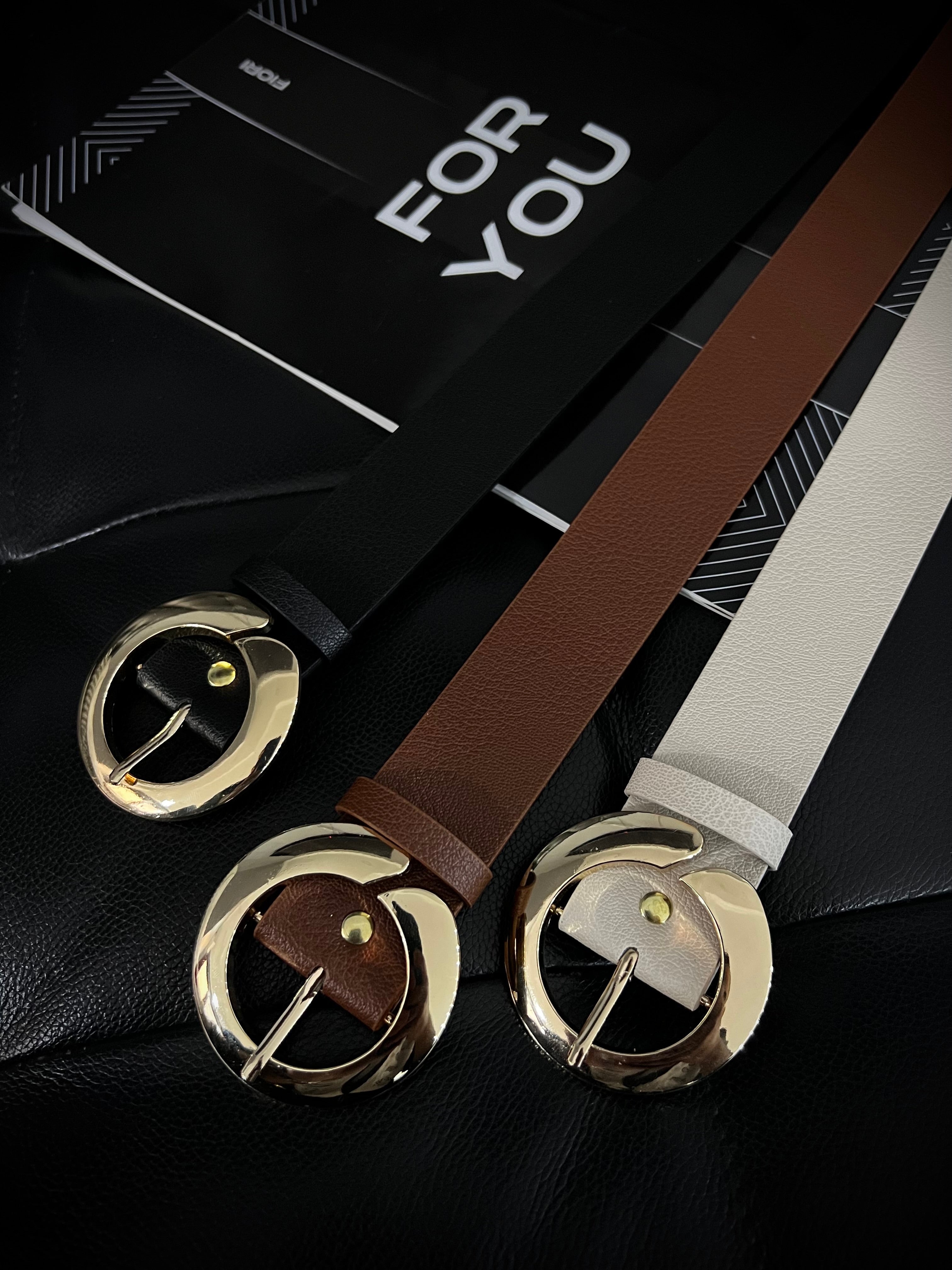 Round Gold Buckle Women's Belt