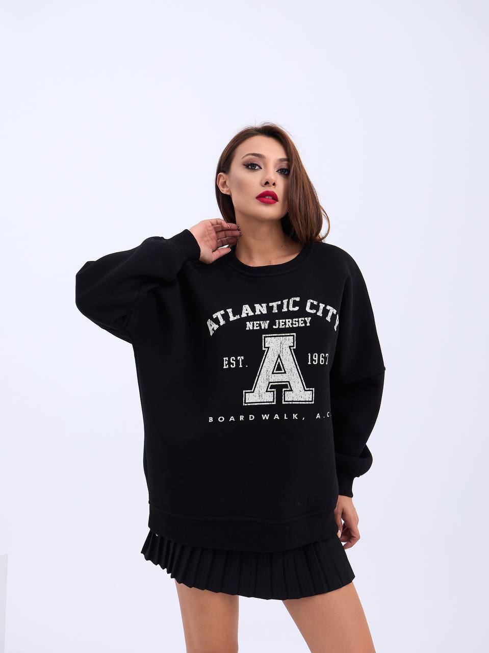 Baskılı 3 Iplik Şardonlu Sweatshirt