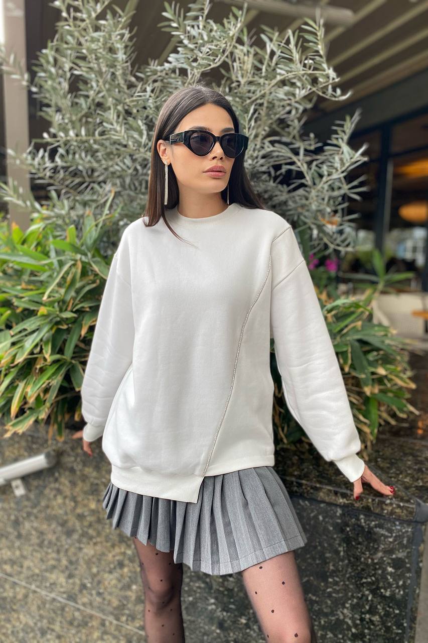 Yandan Şeritli 3 Iplik Şardonlu Sweatshirt