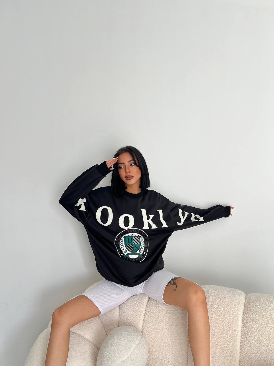Baskili 3 Iplik Şardonlu Sweatshirt