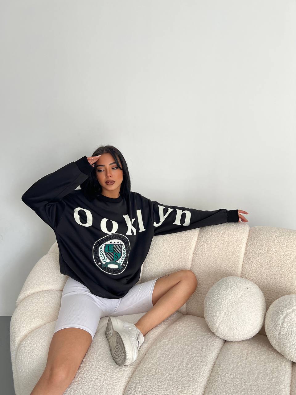 Baskili 3 Iplik Şardonlu Sweatshirt