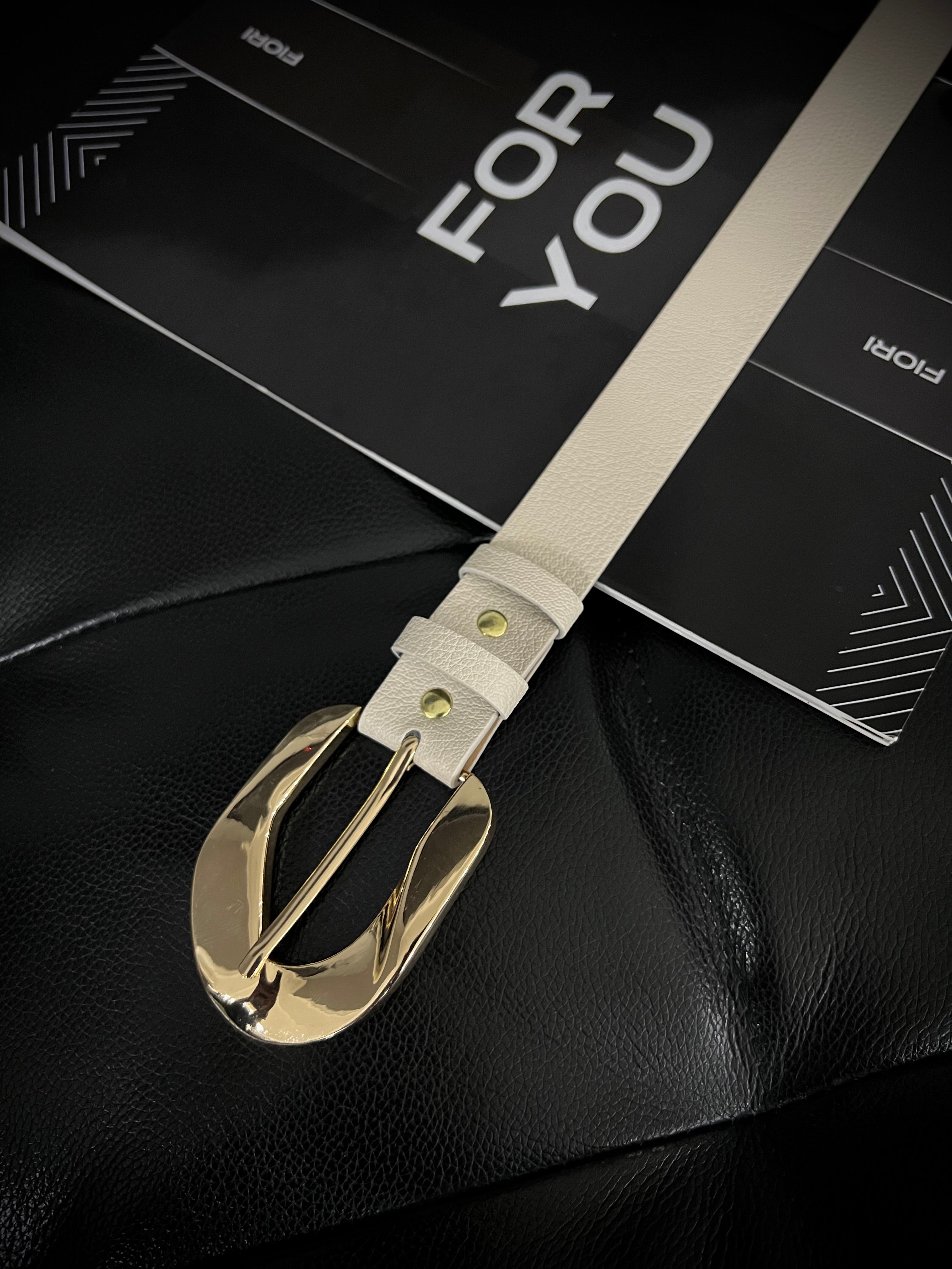 Asymmetrical Gold Buckle Women's Belt