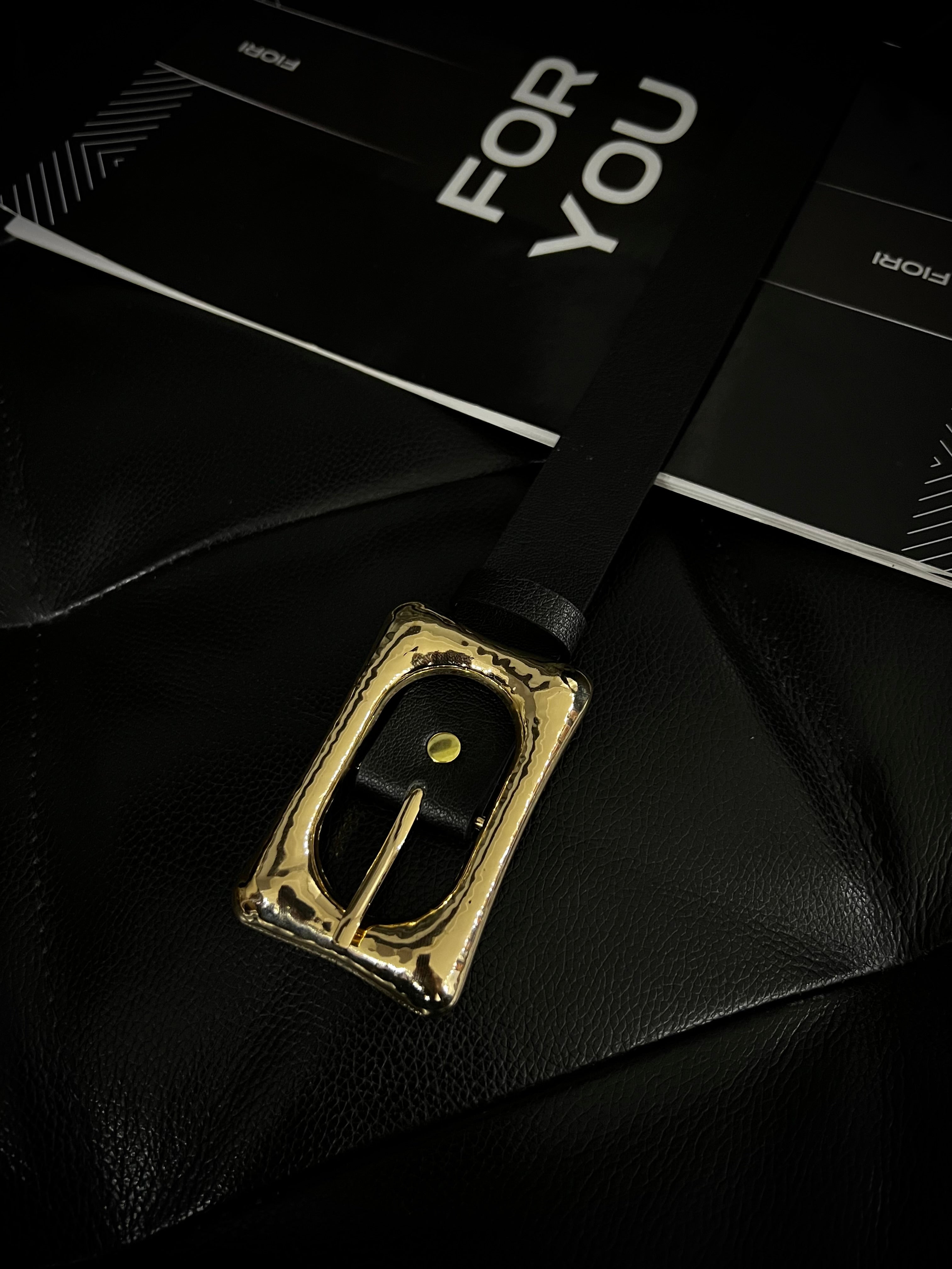 Rectangular Gold Buckle Women's Belt