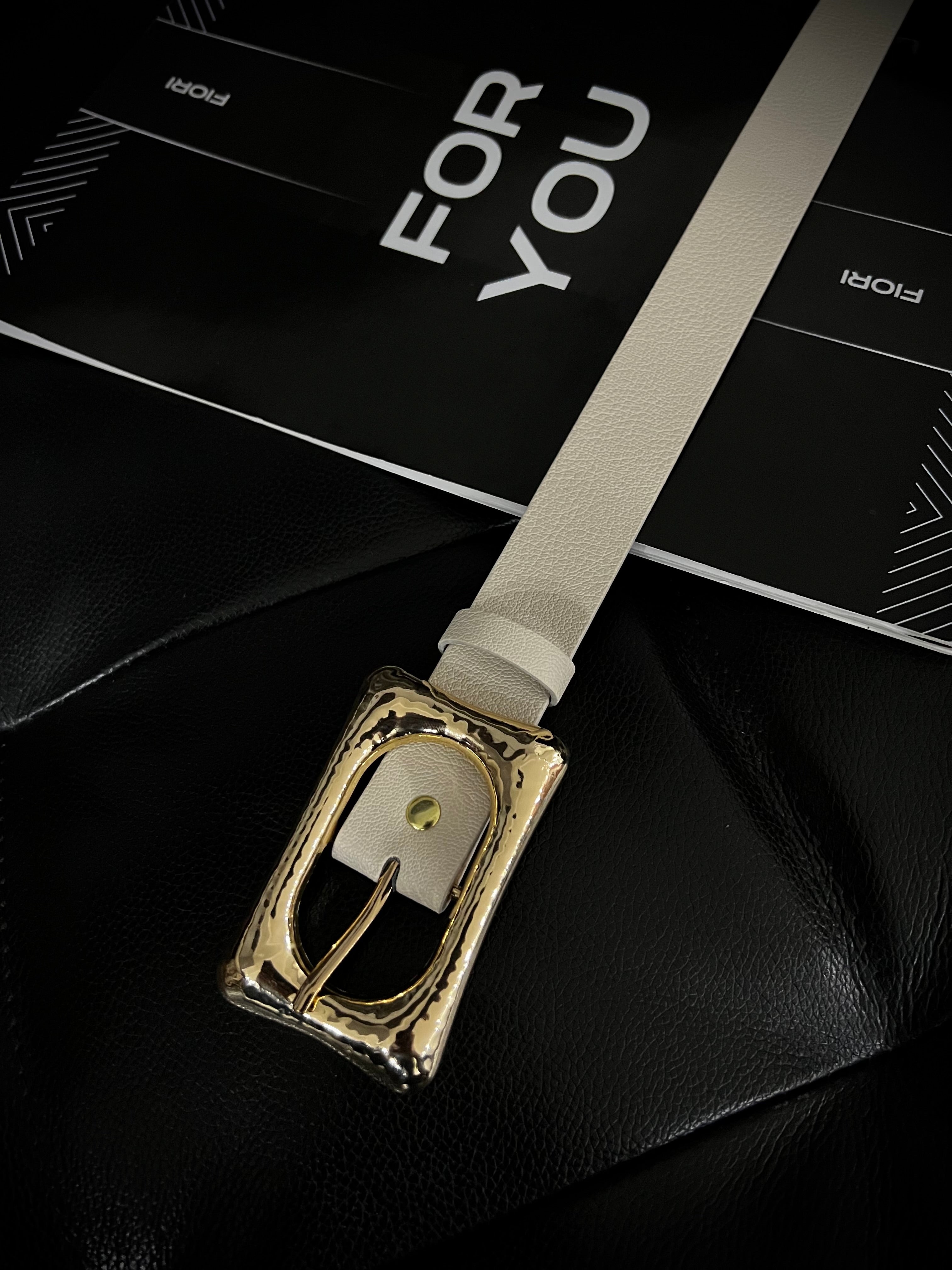 Rectangular Gold Buckle Women's Trouser Belt