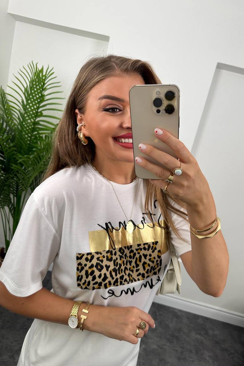 Lepar Desenli T-shirt