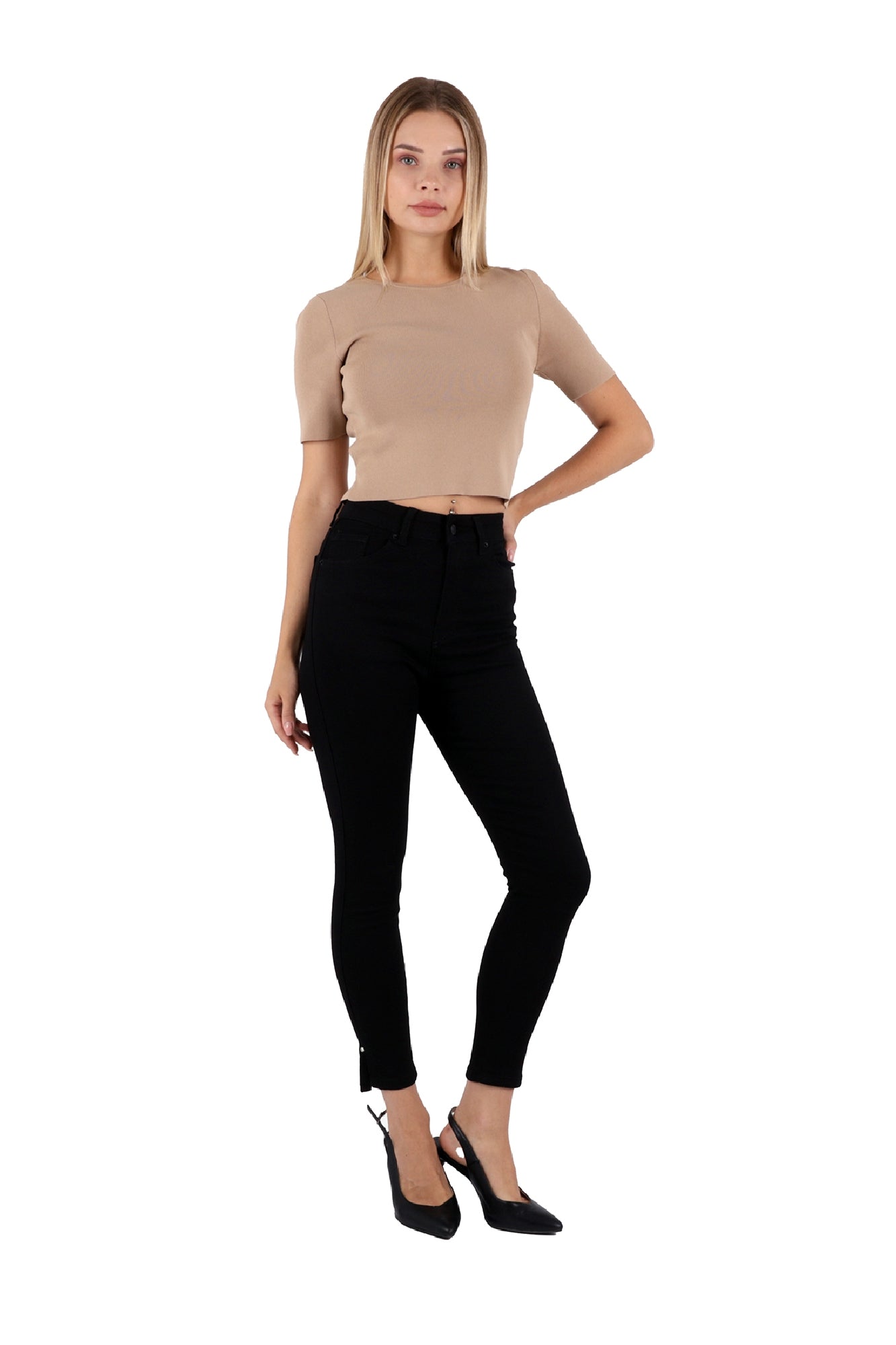 Yanı Yırtmaçlı Kot Pantolon - Siyah - (26-31) - 5