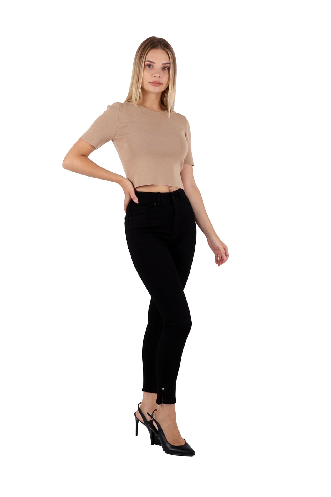 Yanı Yırtmaçlı Kot Pantolon - Siyah - (26-31) - 6