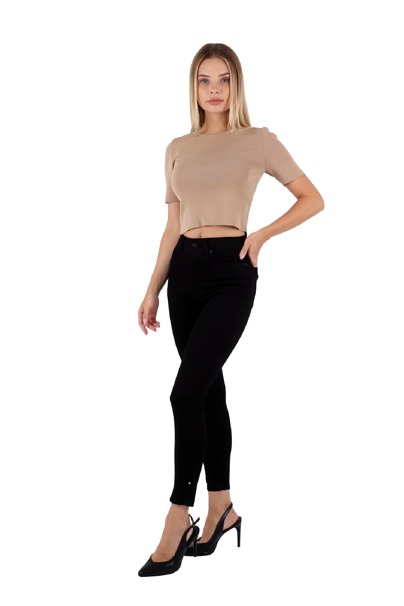 Yanı Yırtmaçlı Kot Pantolon - Siyah - (28-33) - 4