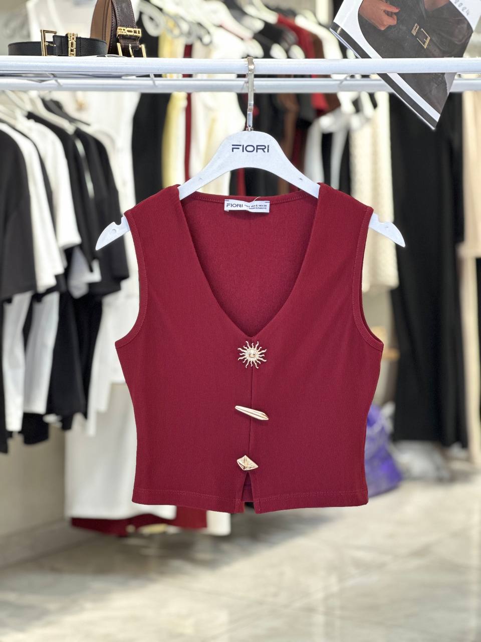 Bordo Crop Top V Yaka Ve Japone Kol